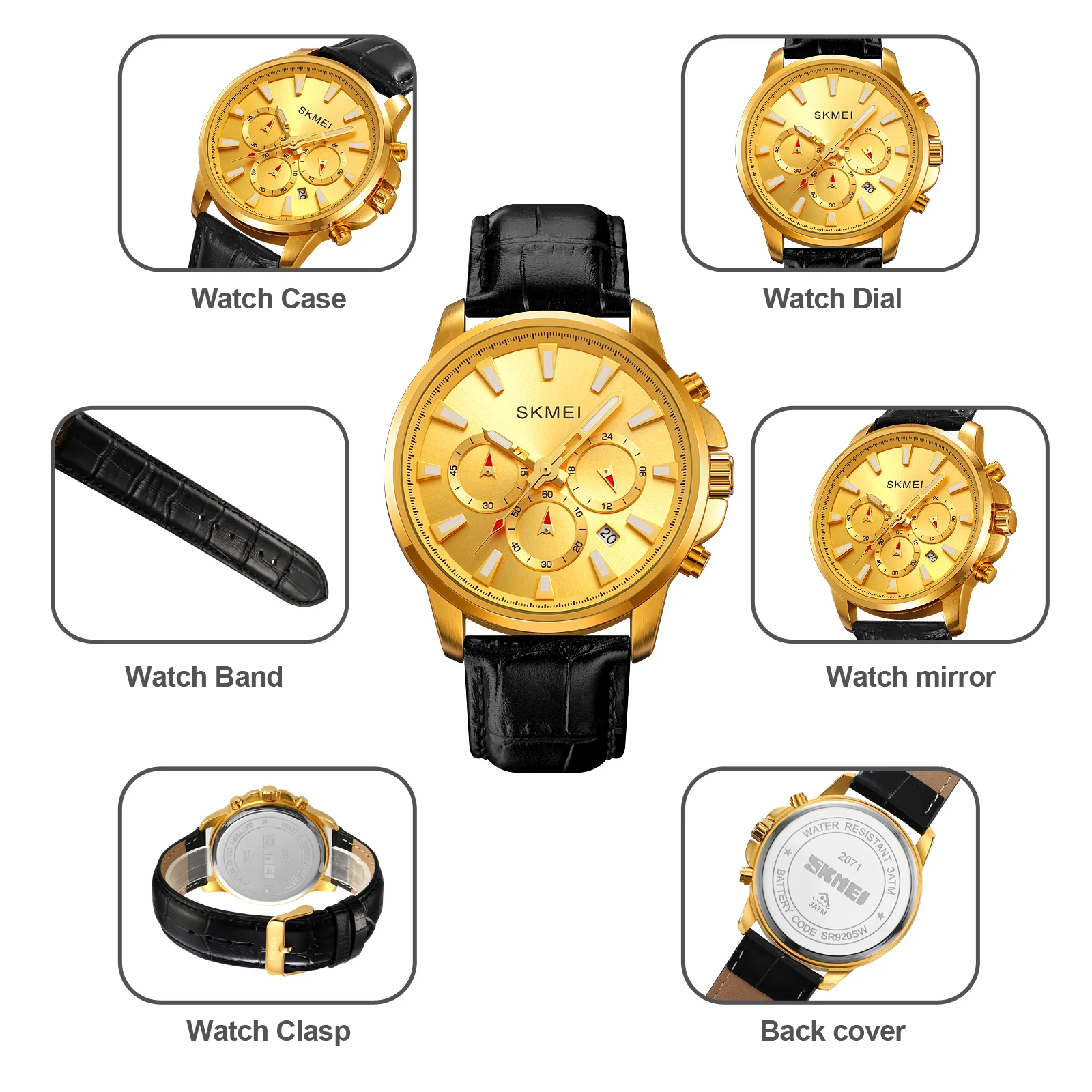 2071 SKMEI para hombre pulsera de cuero - Image 13