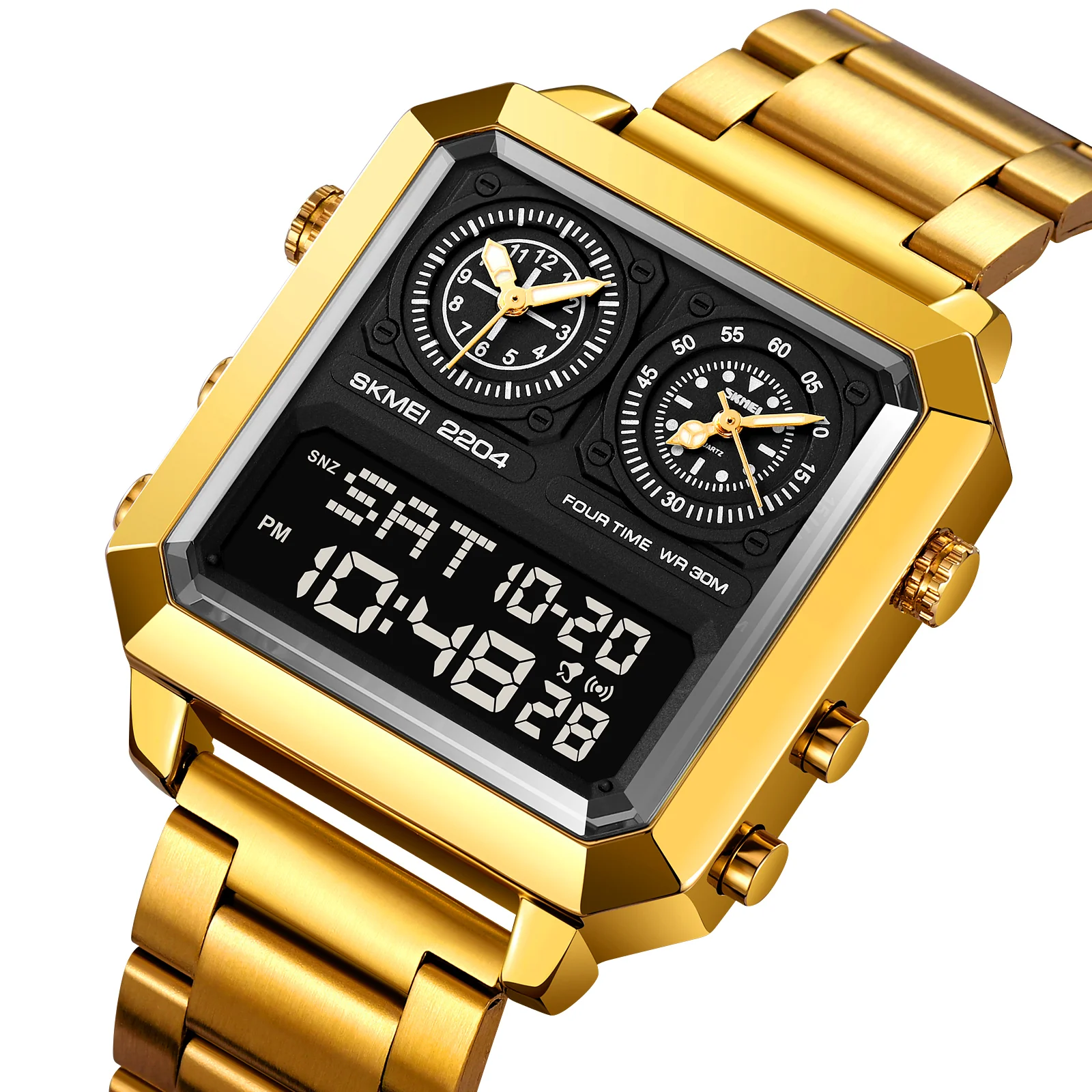 2204 Skmei Reloj para hombre pulsera de metal doble hora - Image 21