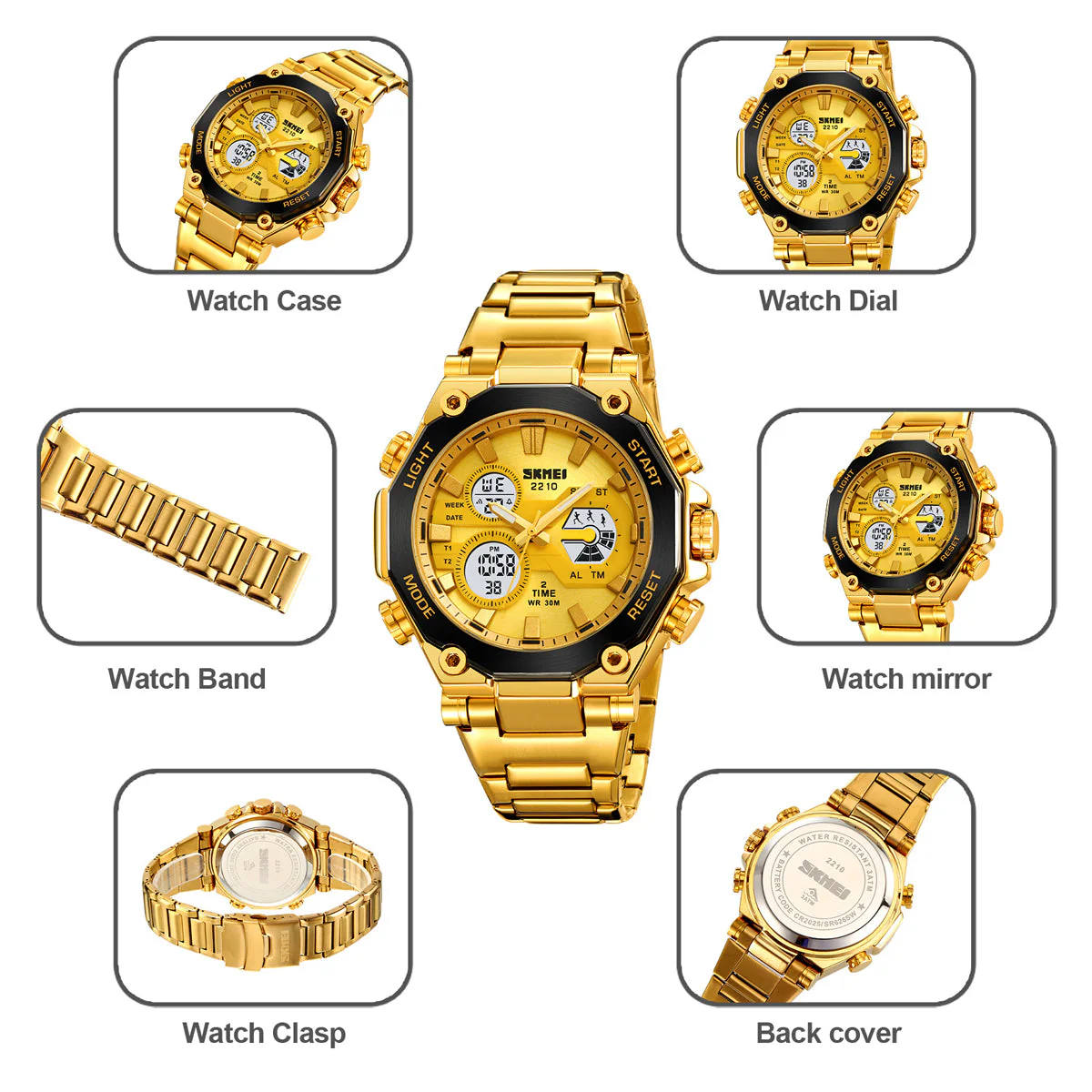 2210 Reloj Skmei para caballero pulsera de acero - Image 6