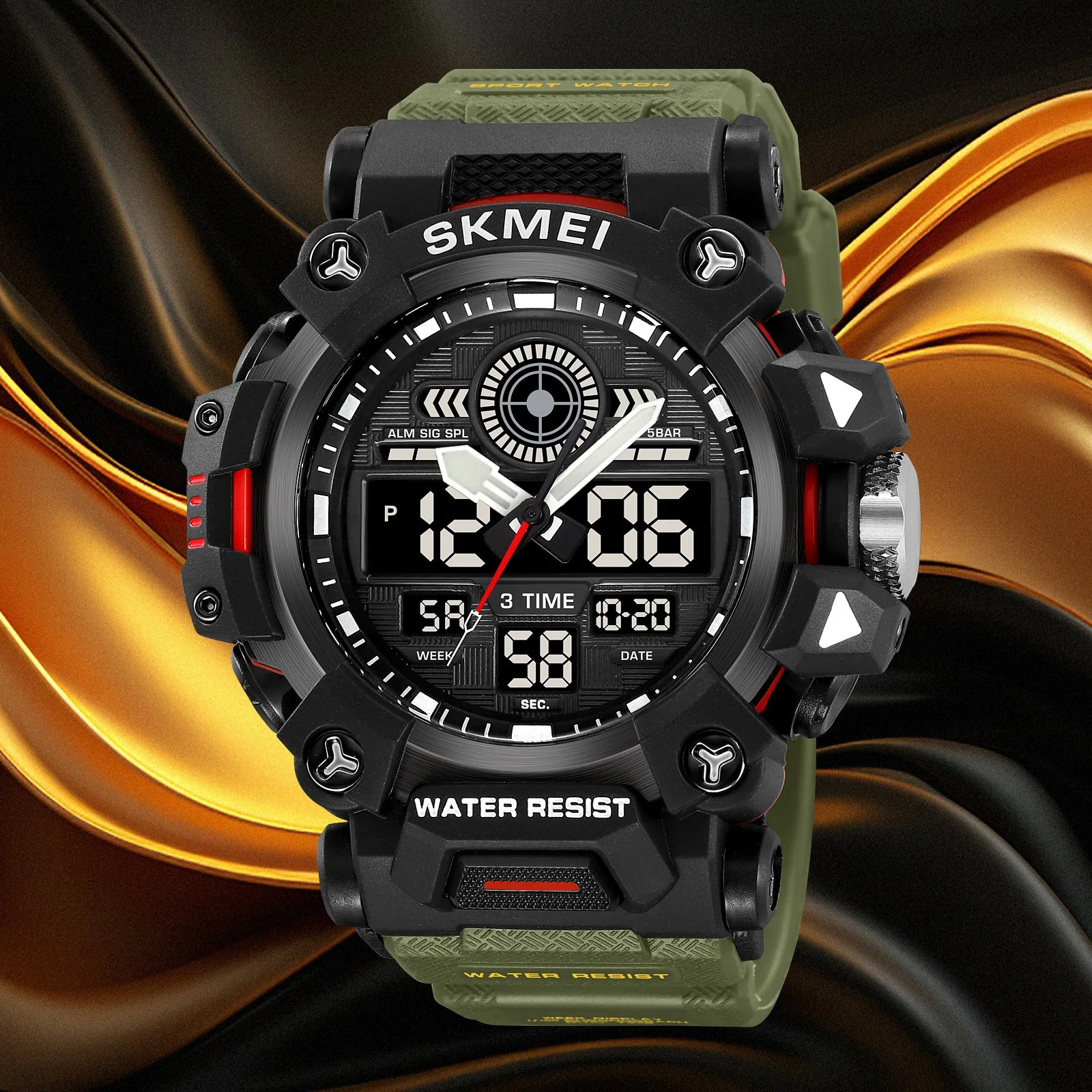 2226 Reloj Skmei pulsera de caucho para hombre Doble hora - Image 2
