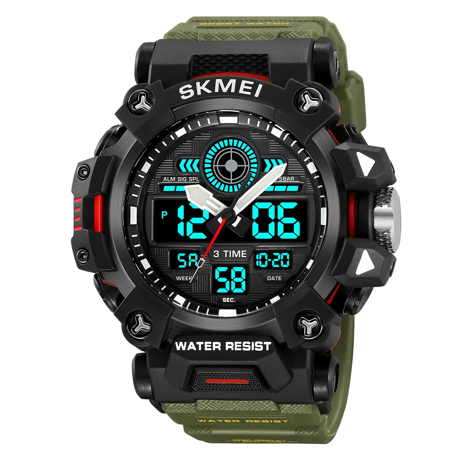 2226 Reloj Skmei pulsera de caucho para hombre Doble hora - Image 5