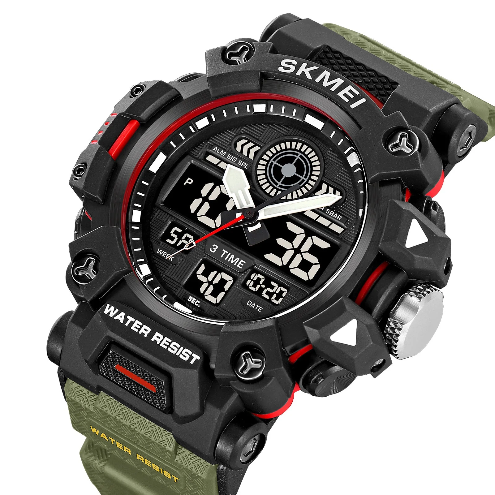 2226 Reloj Skmei pulsera de caucho para hombre Doble hora - Image 6