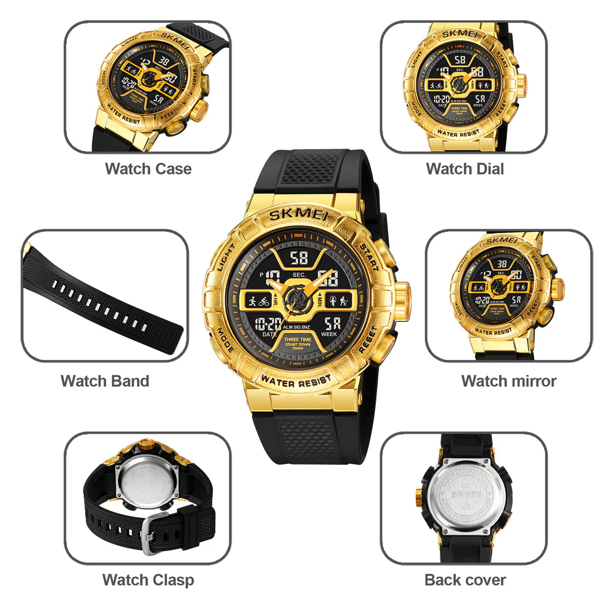 2227  Reloj Skmei deportivo para caballero pulsera de resina - Image 8