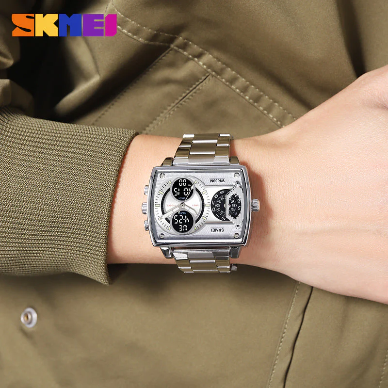 2229 Reloj Skmei para hombre pulsera de metal cuadrado - Image 9