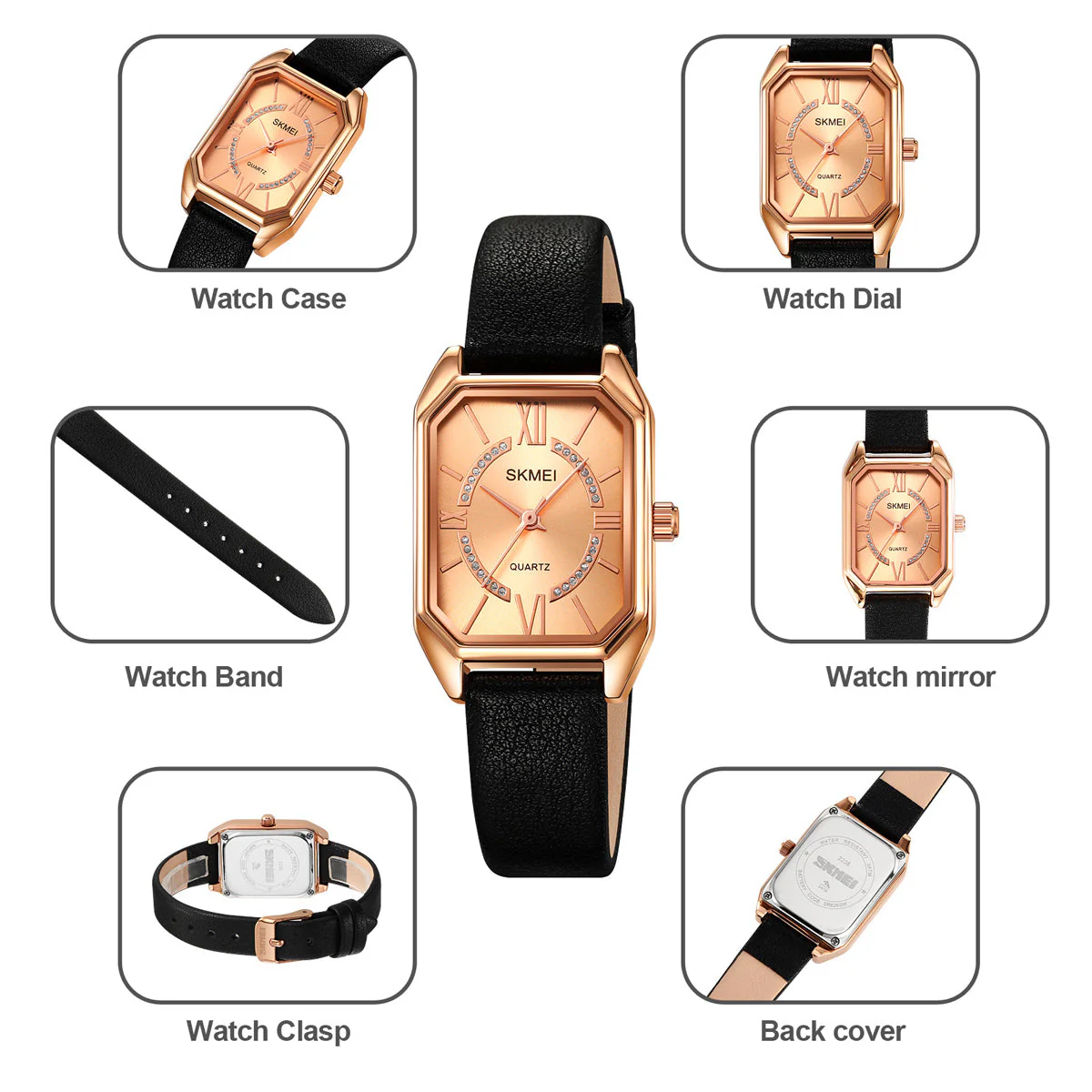 2238 Reloj Skmei para mujer pulsera de piel - Image 4