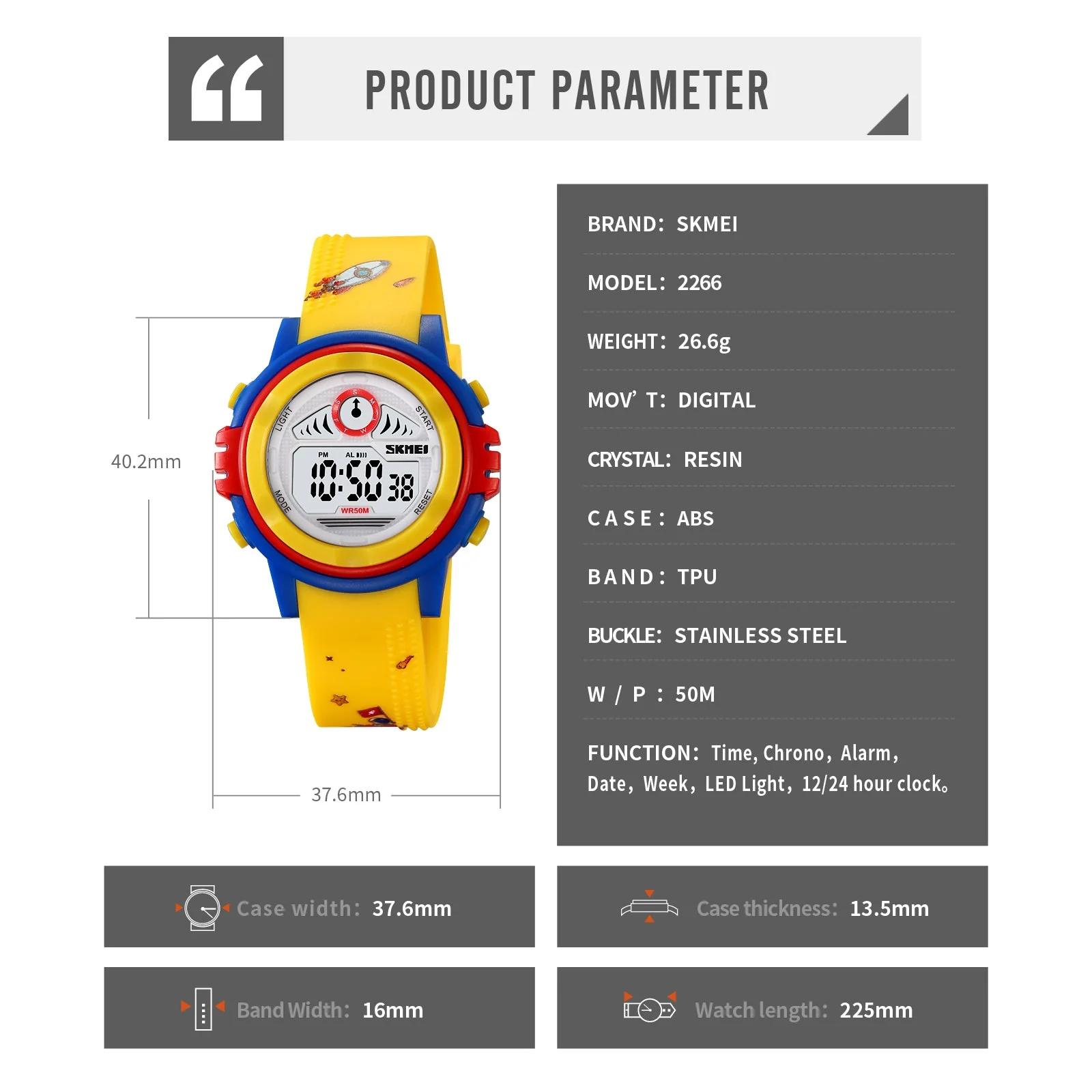 2266 Reloj SKMEI para niños pulsera de caucho - Image 4