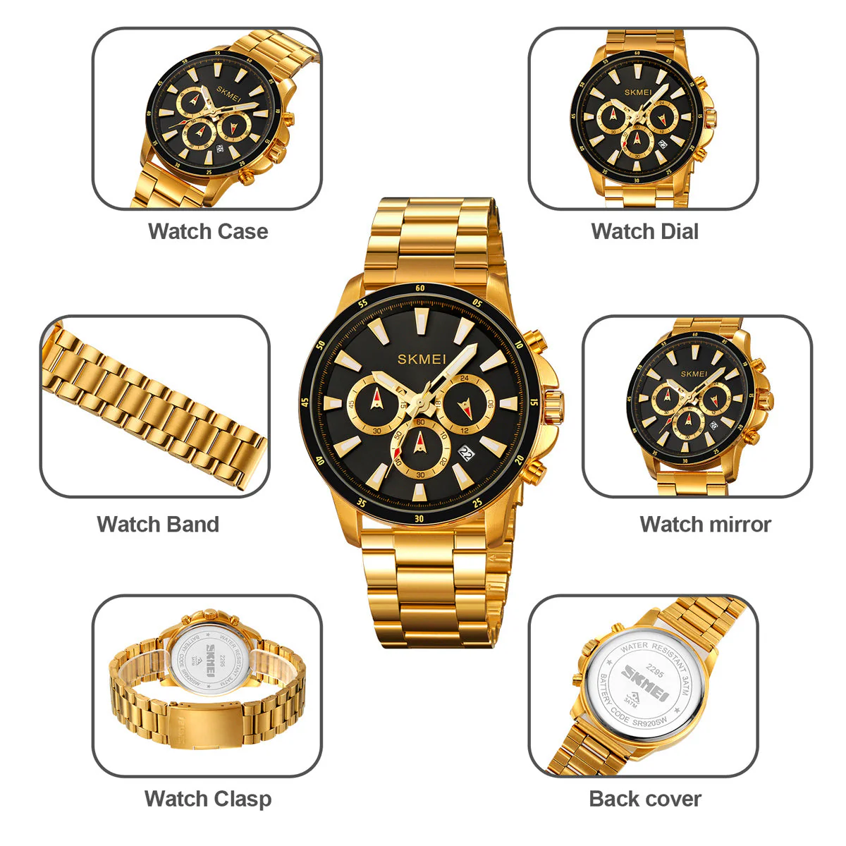 2295 Reloj Skmei para hombre pulsera de metal - Image 6