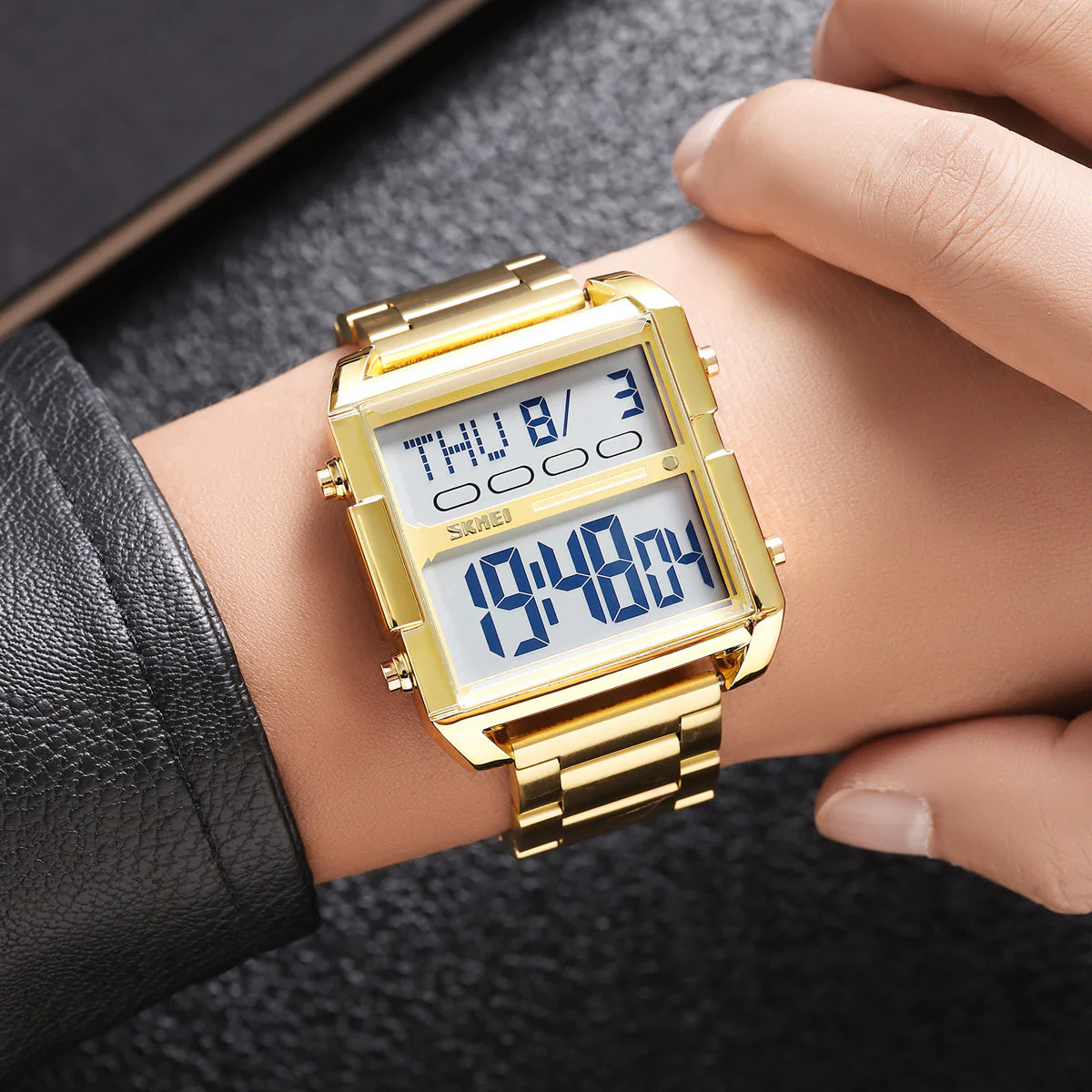 2299 Reloj Skmei para caballero pulsera de acero inoxidable digital - Image 5
