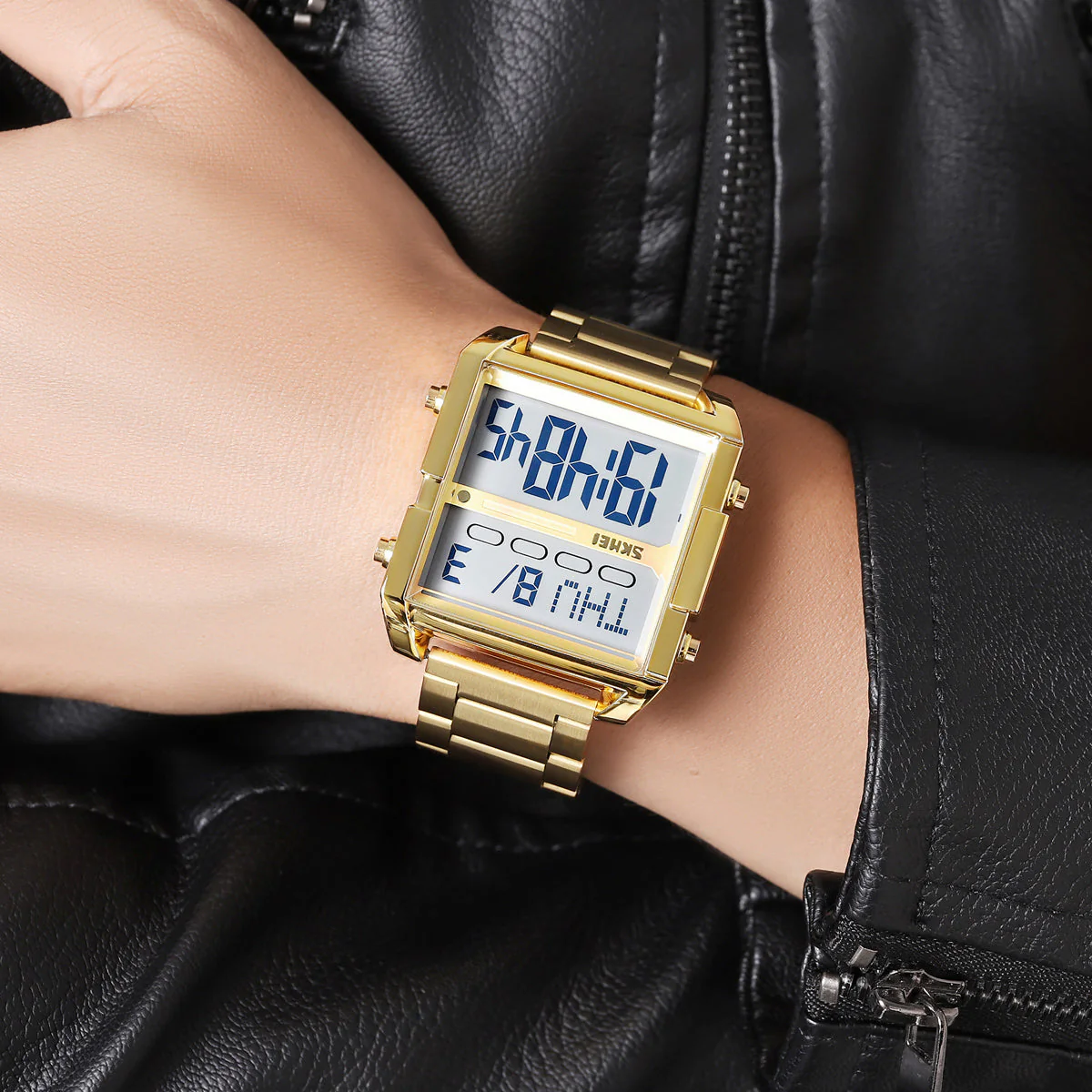 2299 Reloj Skmei para caballero pulsera de acero inoxidable digital - Image 6