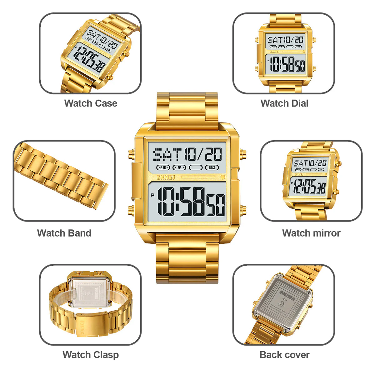 2299 Reloj Skmei para caballero pulsera de acero inoxidable digital - Image 7