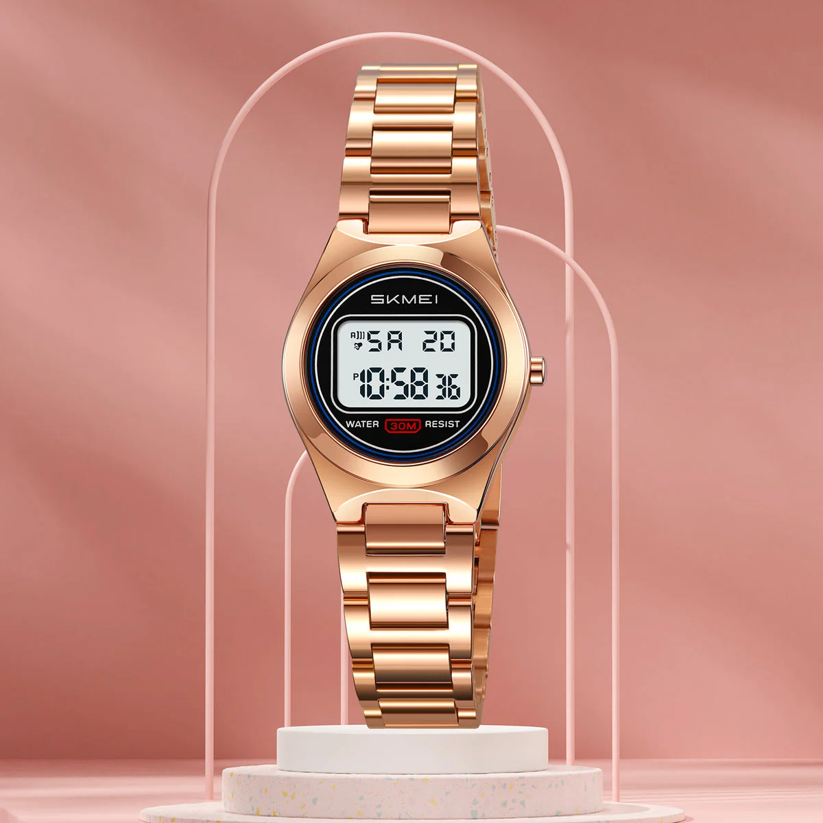 2334 Reloj Skmei para mujer pulsera de metal digital - Image 2
