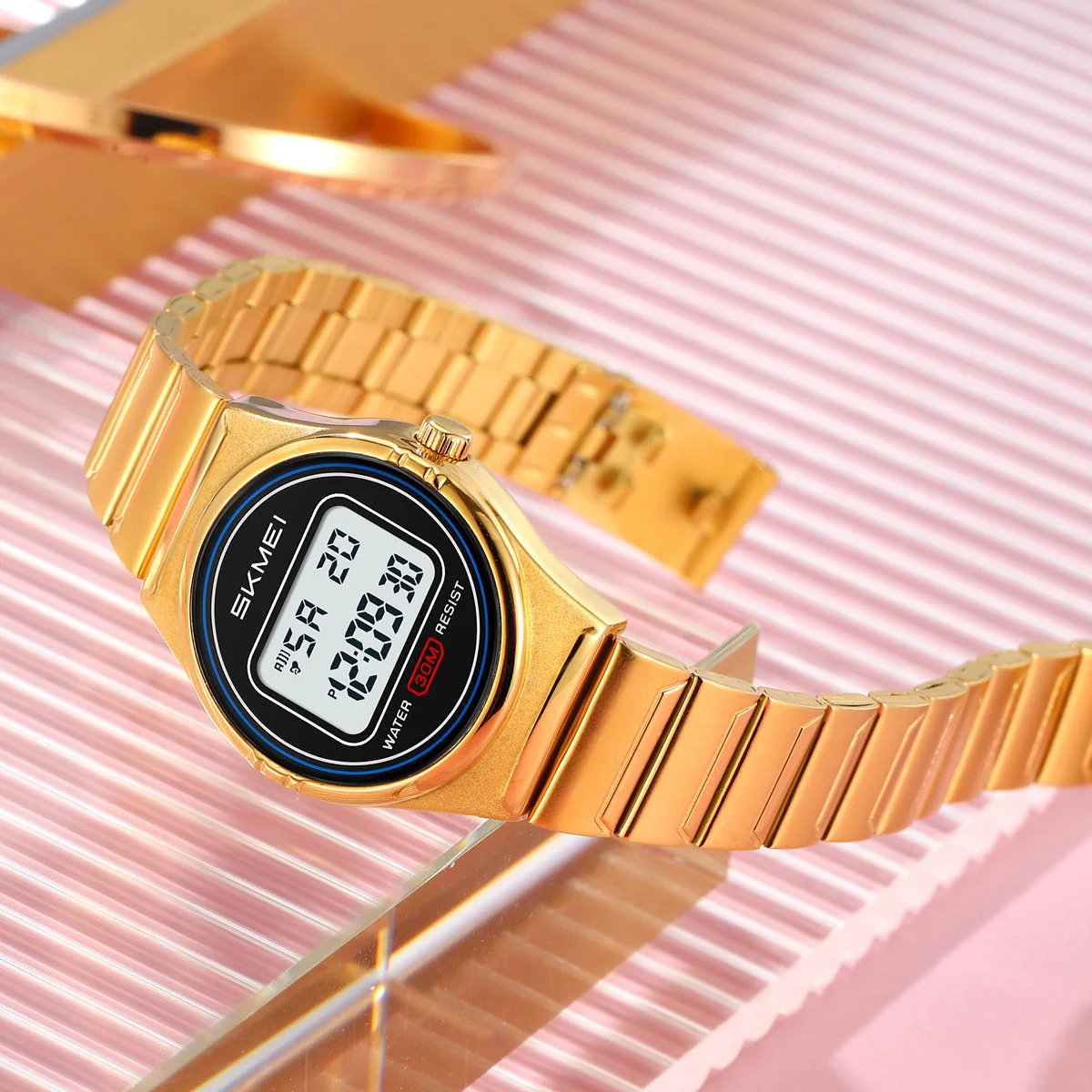 2338 Reloj Skmei para señorita pulsera de metal digital - Image 4
