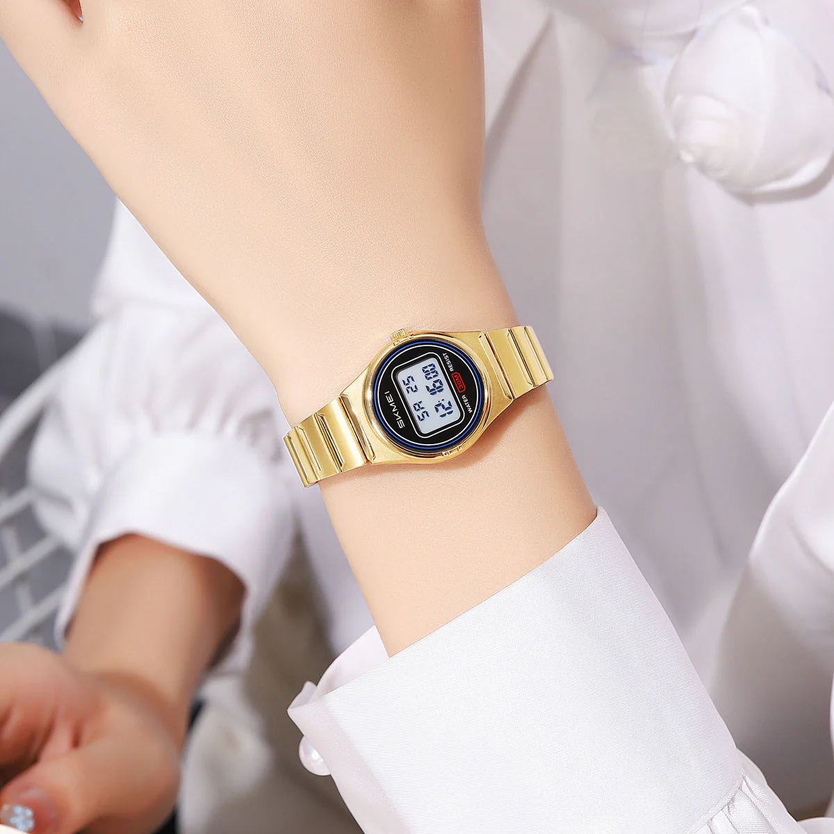 2338 Reloj Skmei para señorita pulsera de metal digital - Image 5