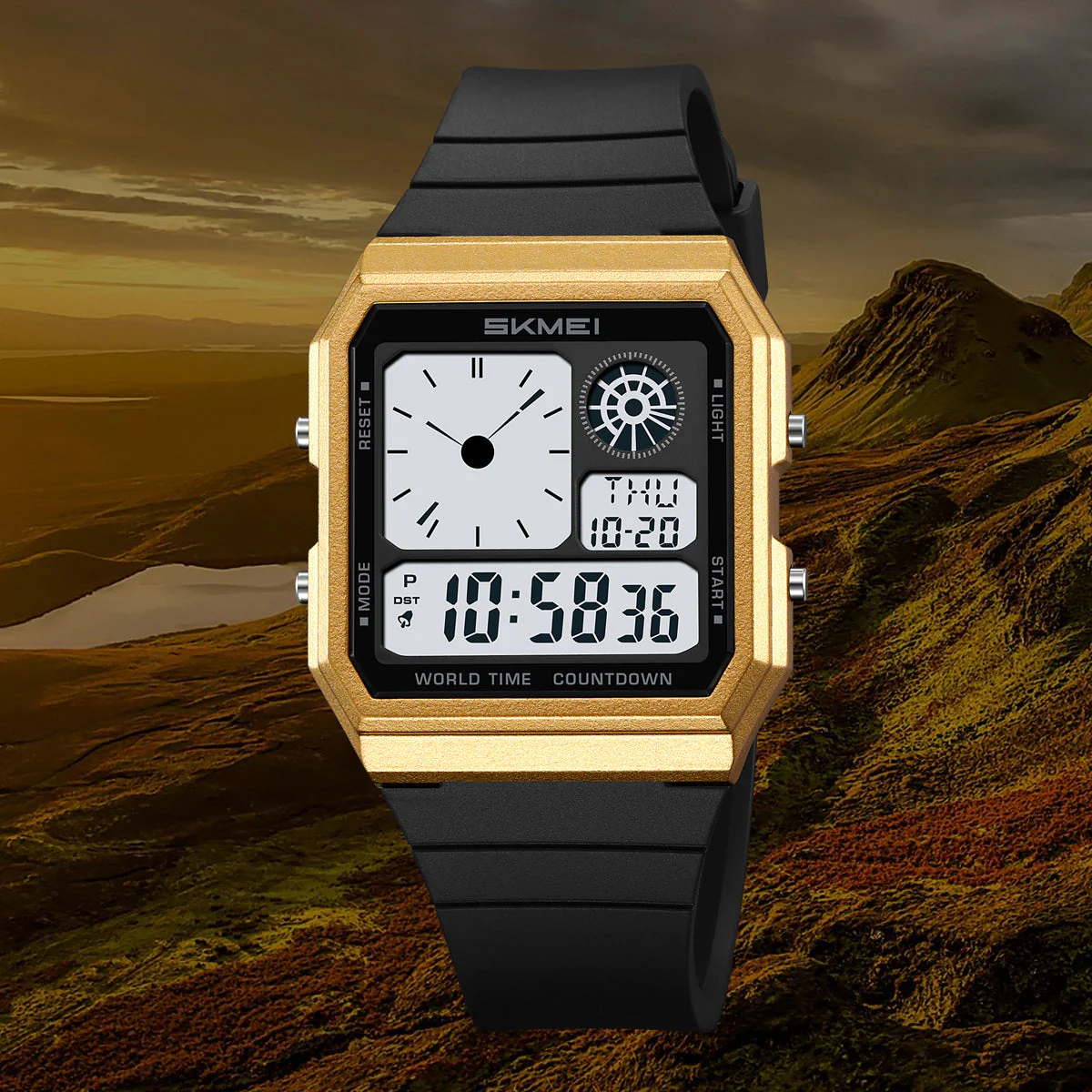 2347 Reloj para caballero pulsera de goma digital - Image 3