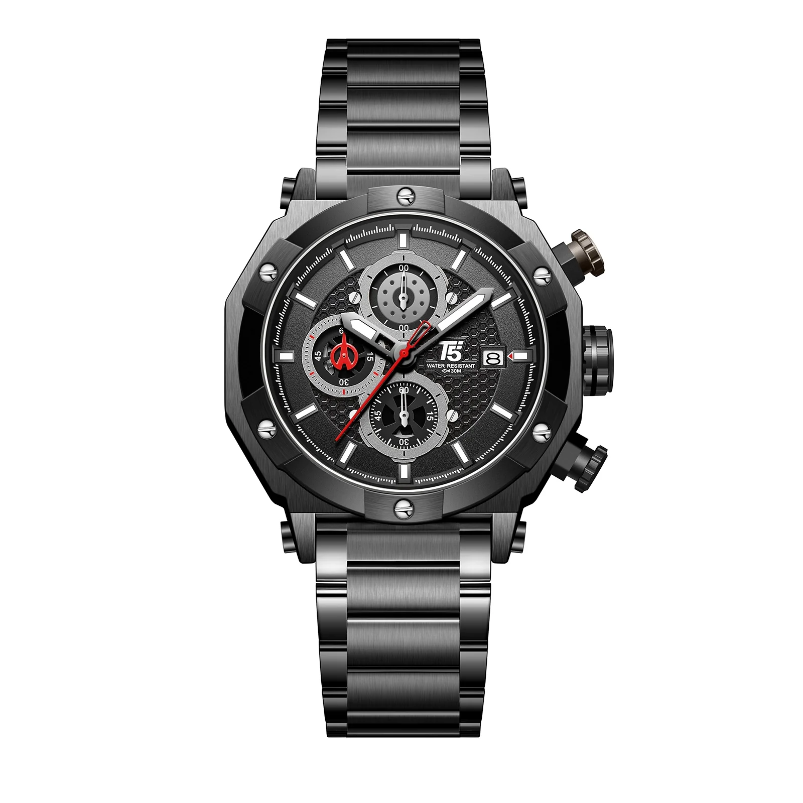 4111 Reloj T5 para caballero pulsera de metal análogo - Image 3