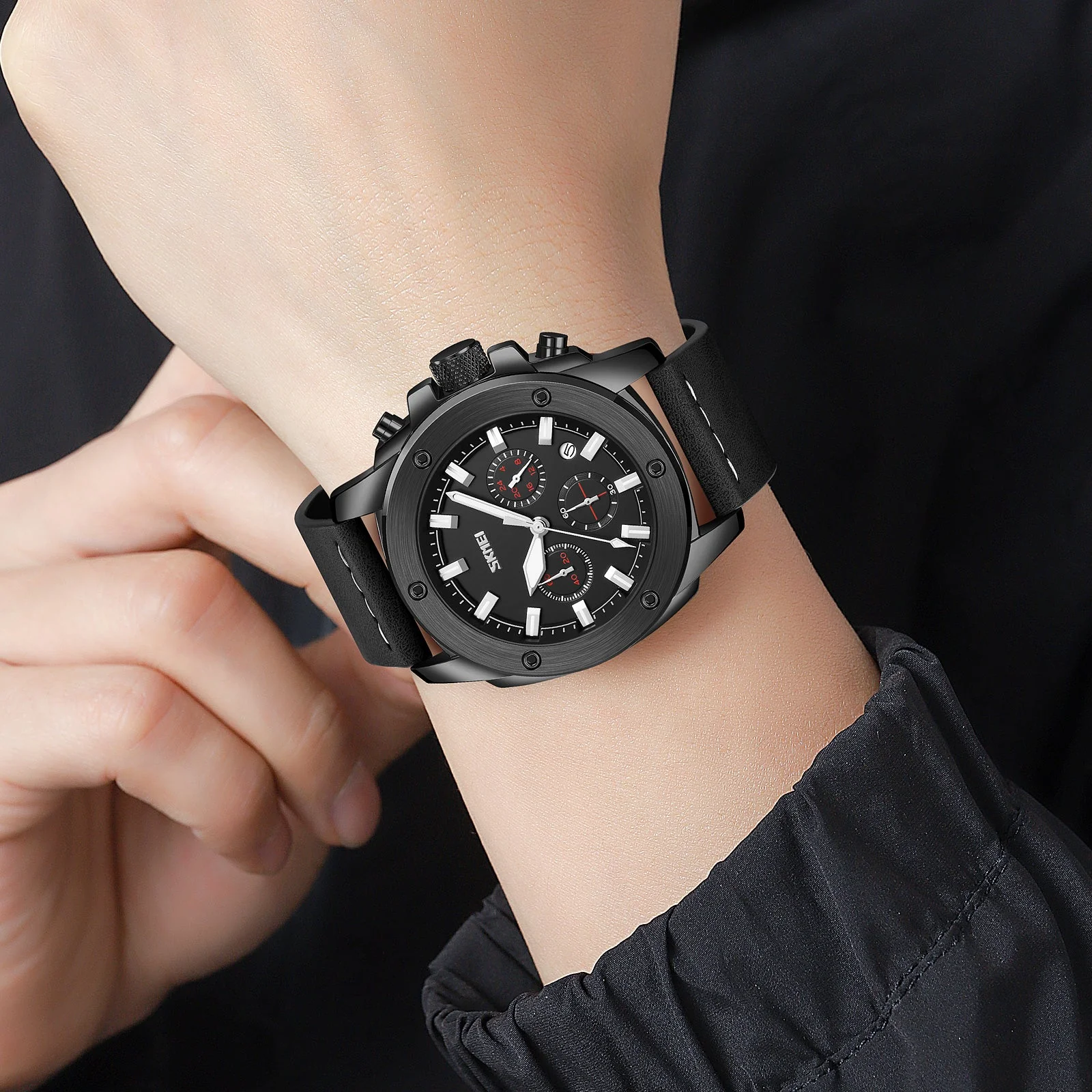 9327 Reloj SKMEI para hombre pulsera de cuero - Image 7