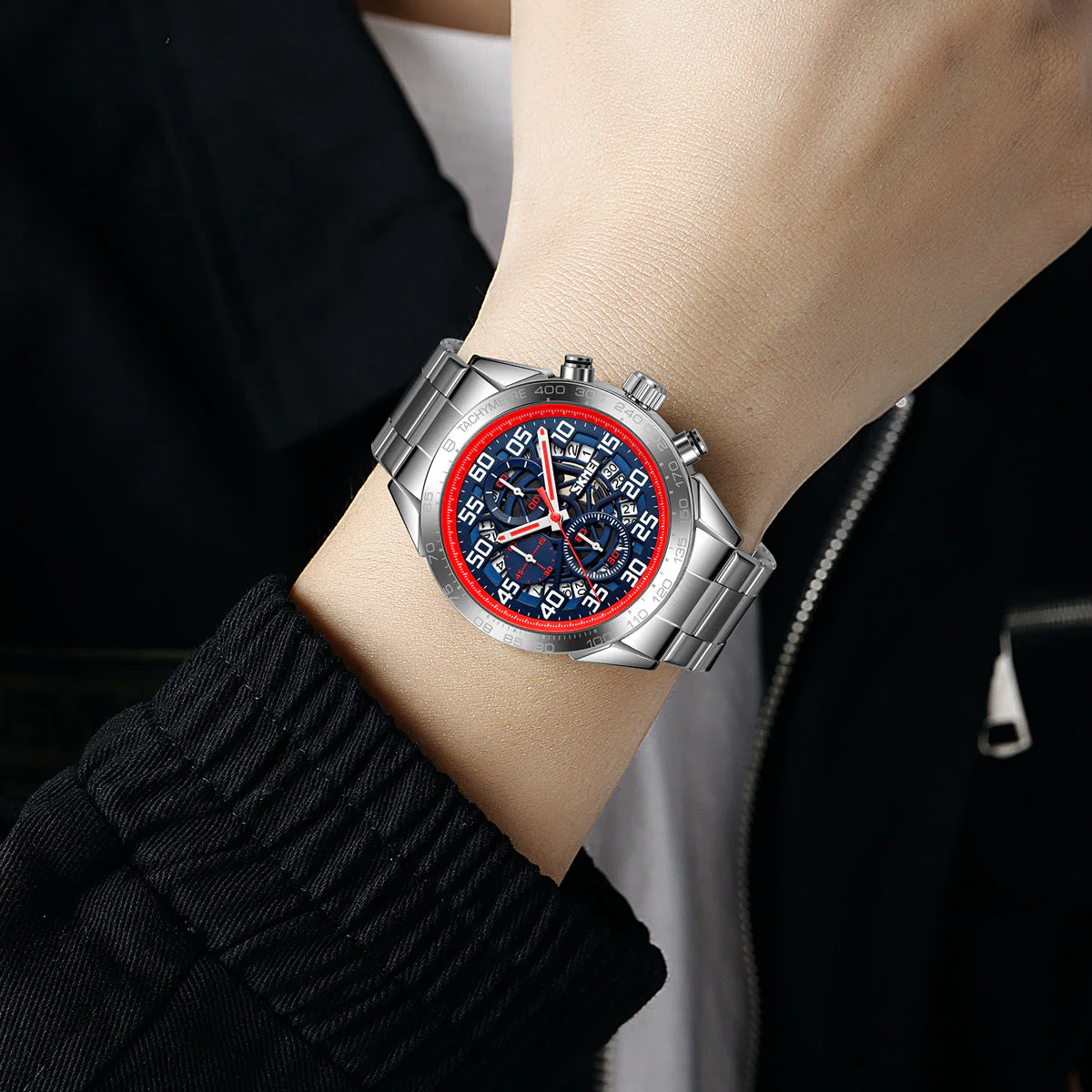 9338 Reloj Skmei para hombre pulsera de acero inoxidable - Image 11