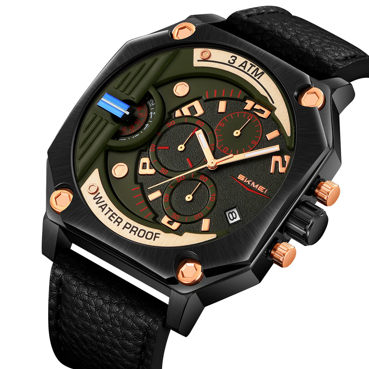 9343 Reloj Skmei para caballero pulsera de piel - Image 9