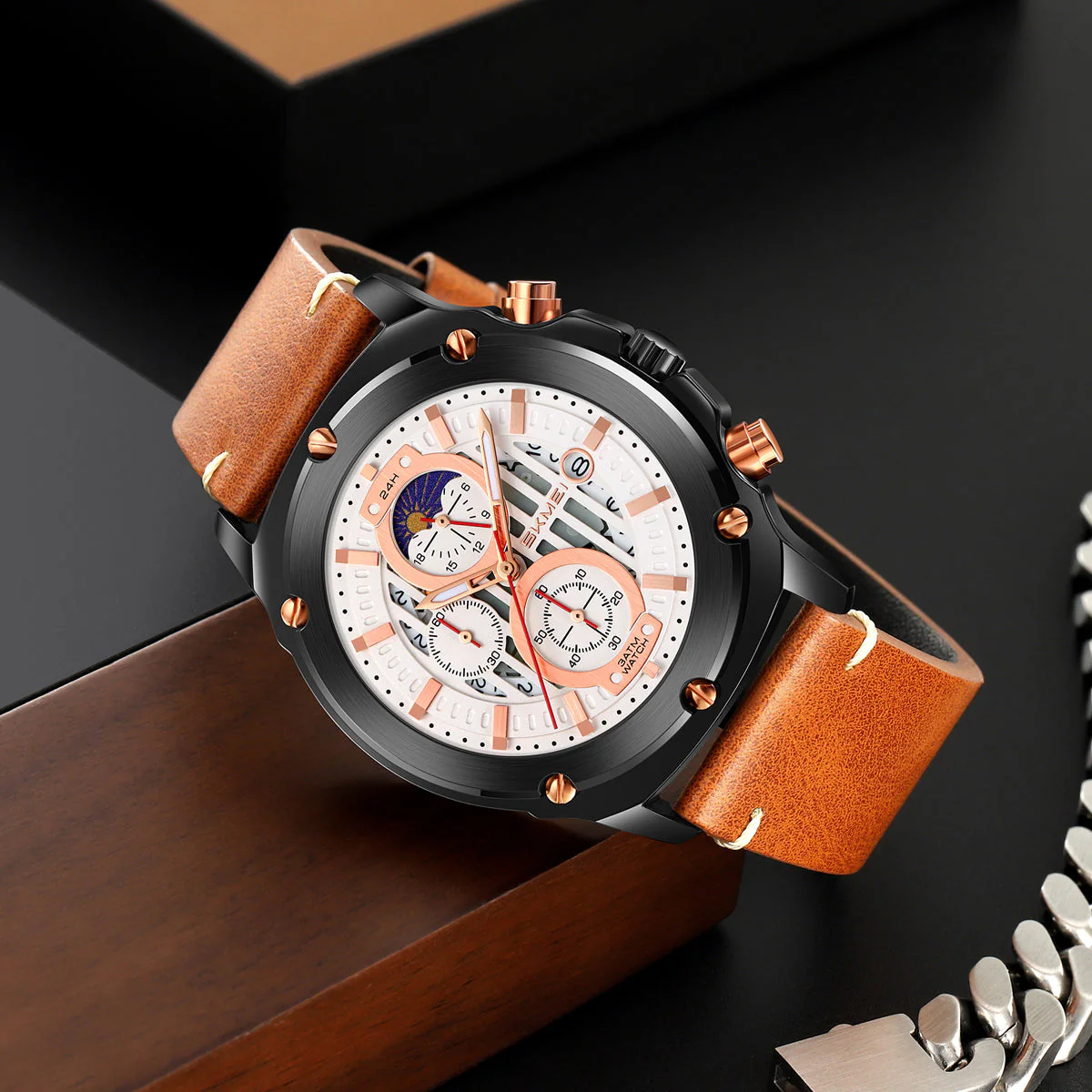9351 Reloj Skmei para caballero pulsera de cuero - Image 2