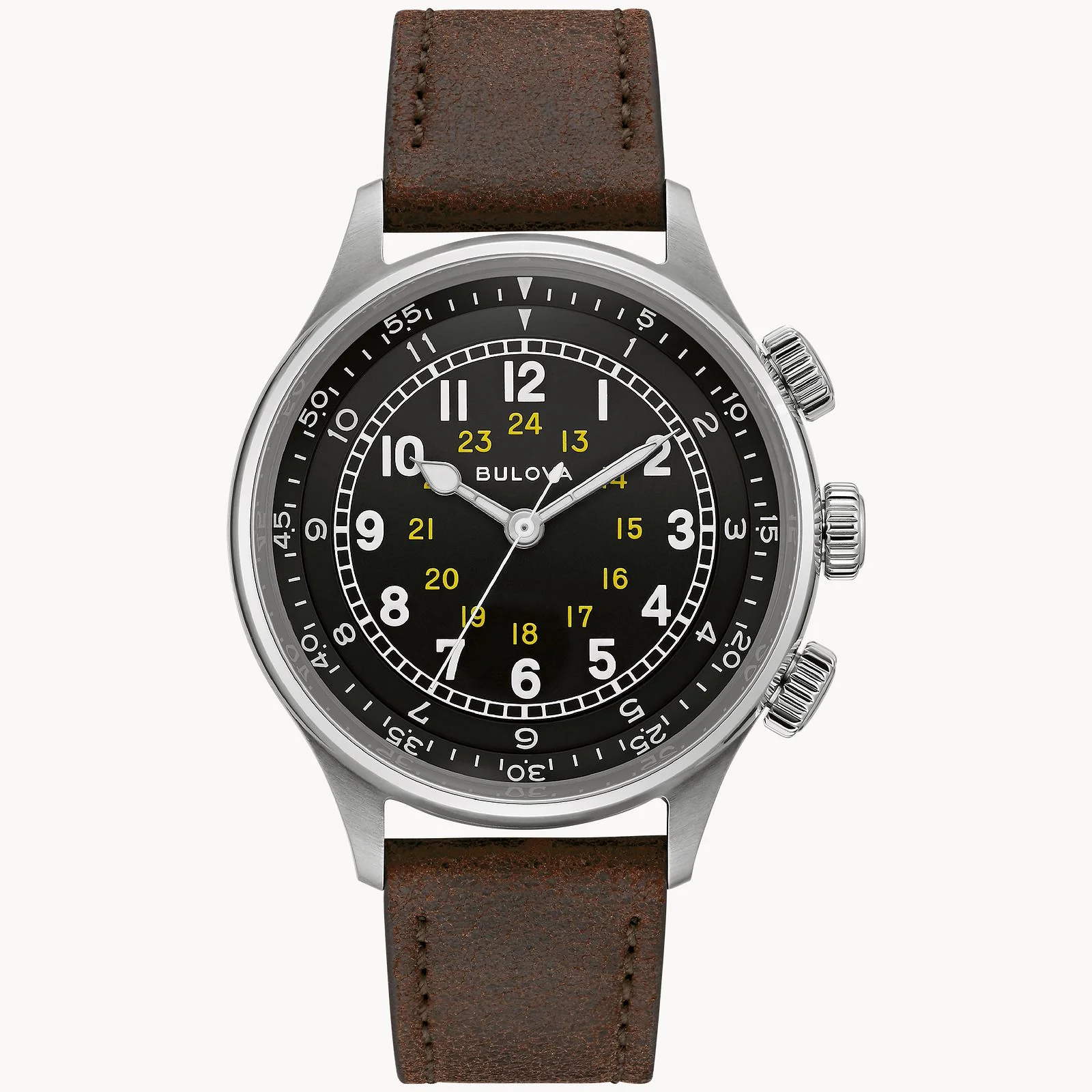 96A245 Bulova A-15 Pilot de hombre pulsera de cuero