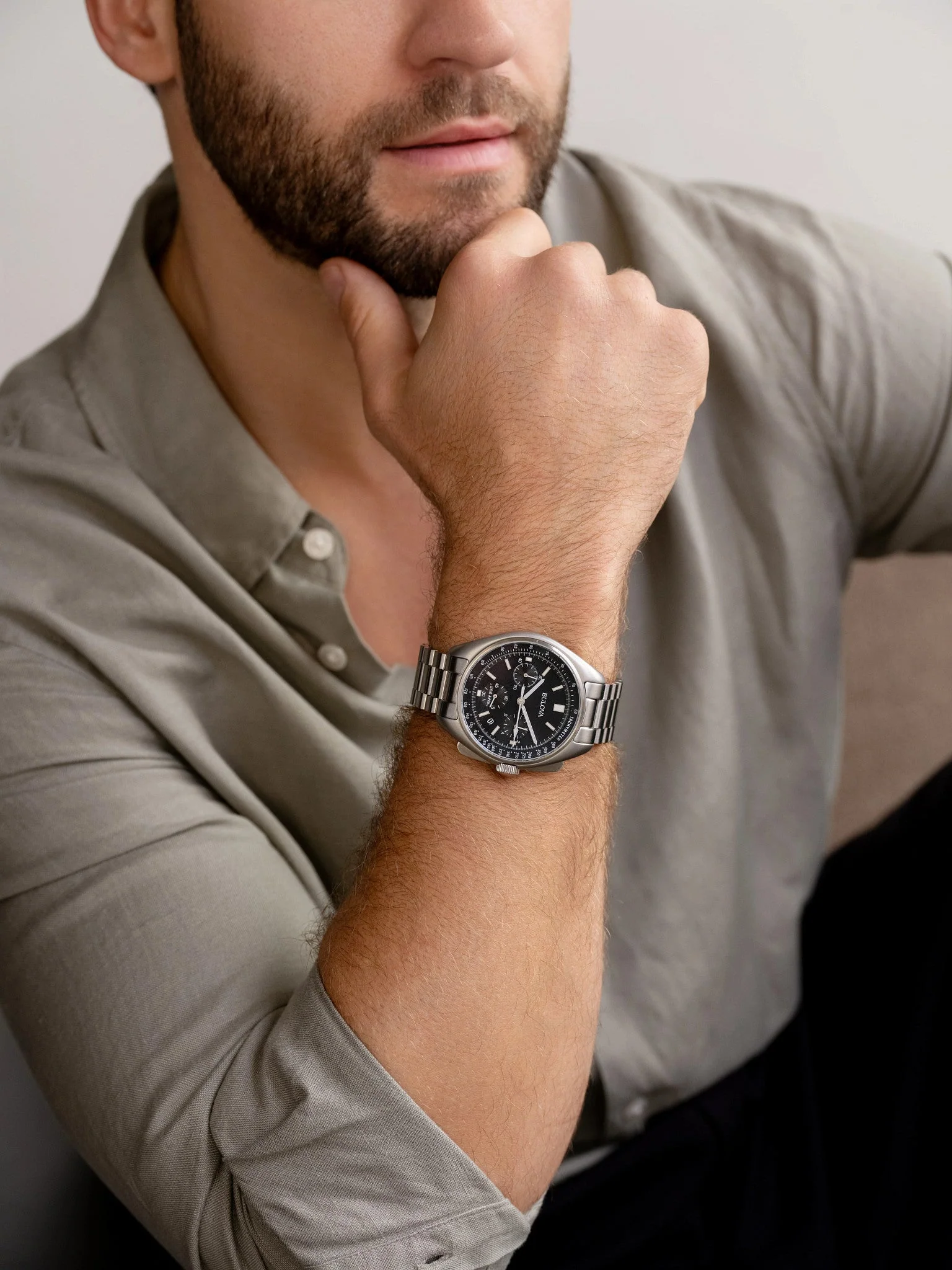 96B258 Reloj Bulova Lunar Pilot de hombre pulsera de metal - Image 4