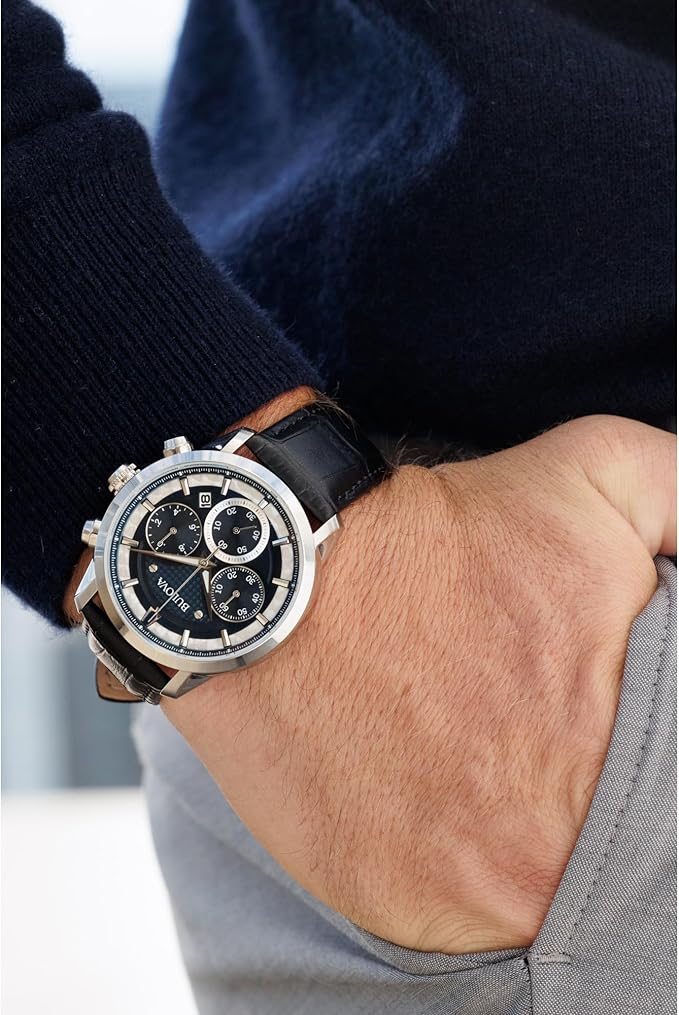 96B420 Reloj Bulova Sutton de hombre pulsera de cuero 44 mm - Image 2