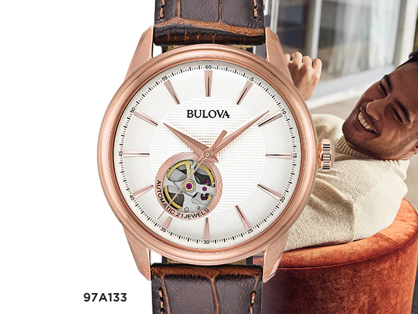 97A133 Bulova Classic de hombre correa de piel - Image 2
