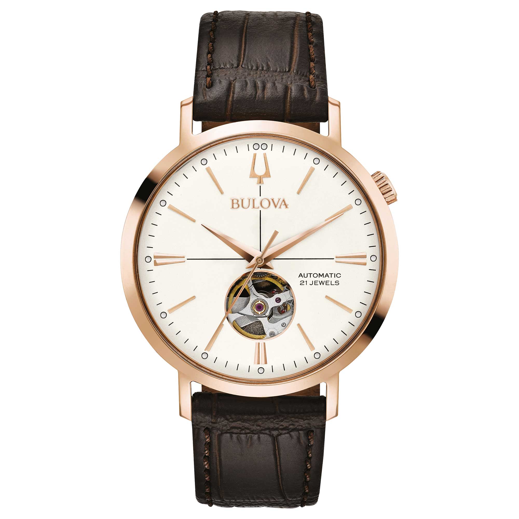 97A136 Reloj Bulova Aerojet de caballero correa de piel 41 mm