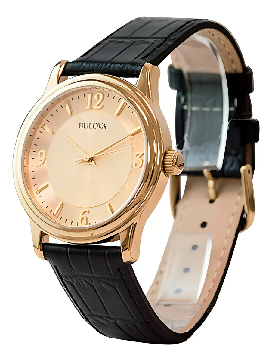 97A70 Reloj Bulova Corporate de caballero pulsera de cuero - Image 3