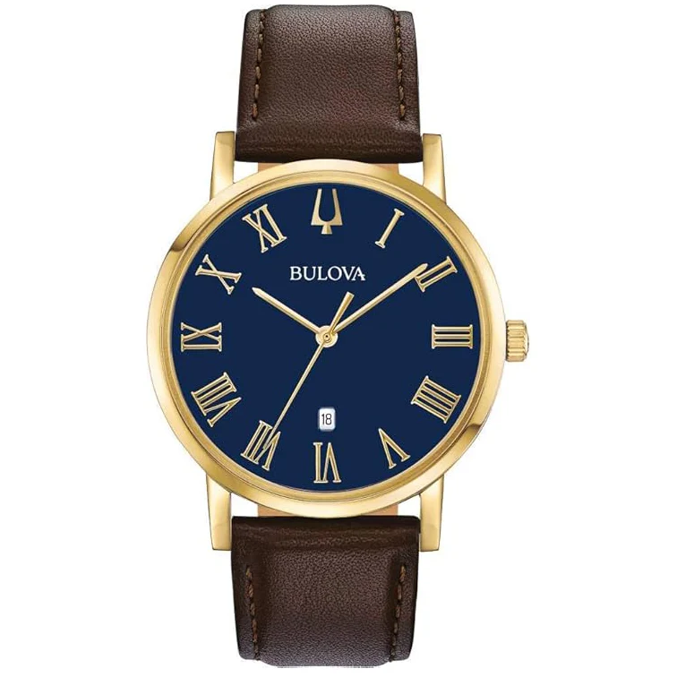 97B177 Bulova American para hombre pulsera de piel