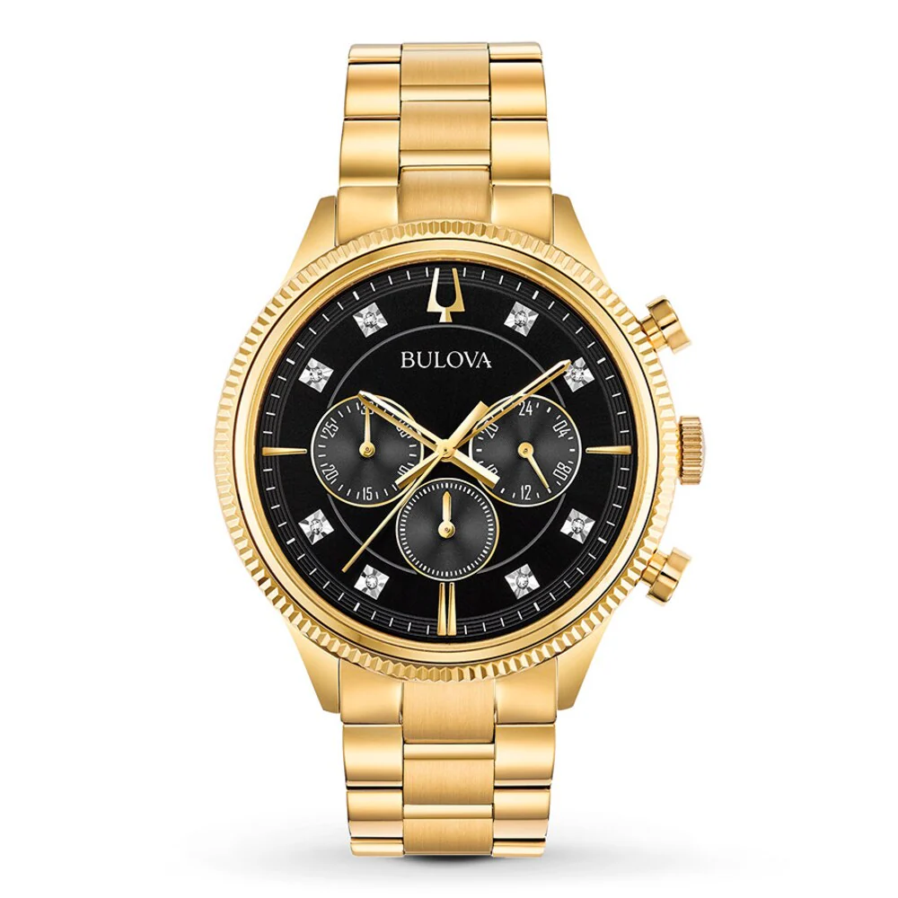 97D119 Reloj Bulova Diamond de caballero banda de metal