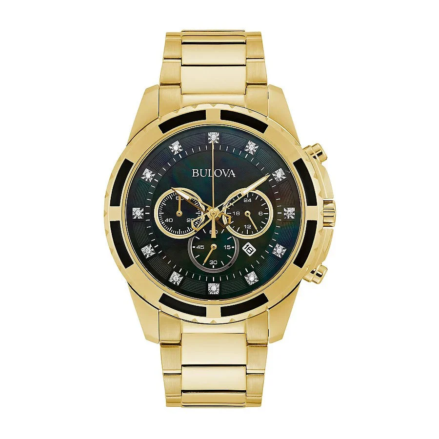 97D121 Reloj Bulova Diamond de caballero pulsera de metal 44 mm