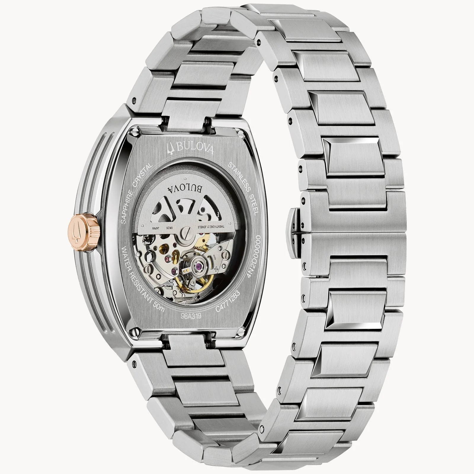 98A319 Reloj Bulova Machine de caballero pulsera de metal - Image 3
