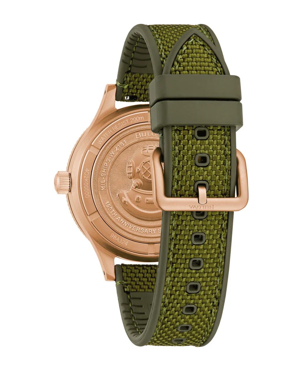 98A324 Reloj Bulova Mil Ships de hombre pulsera de tela 41 mm - Image 5