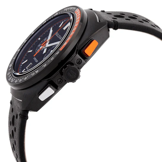 98B428 Reloj Bulova Racer Black pulsera de cuero - Image 2