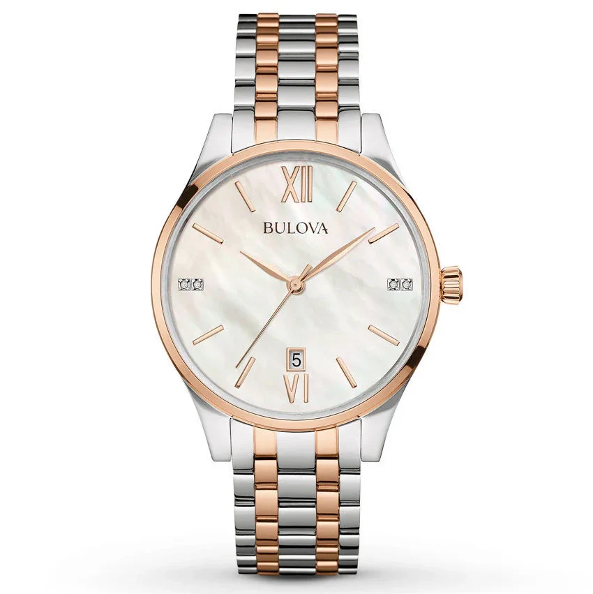 98P150 Bulova Diamond Accent de dama pulsera de metal análogo