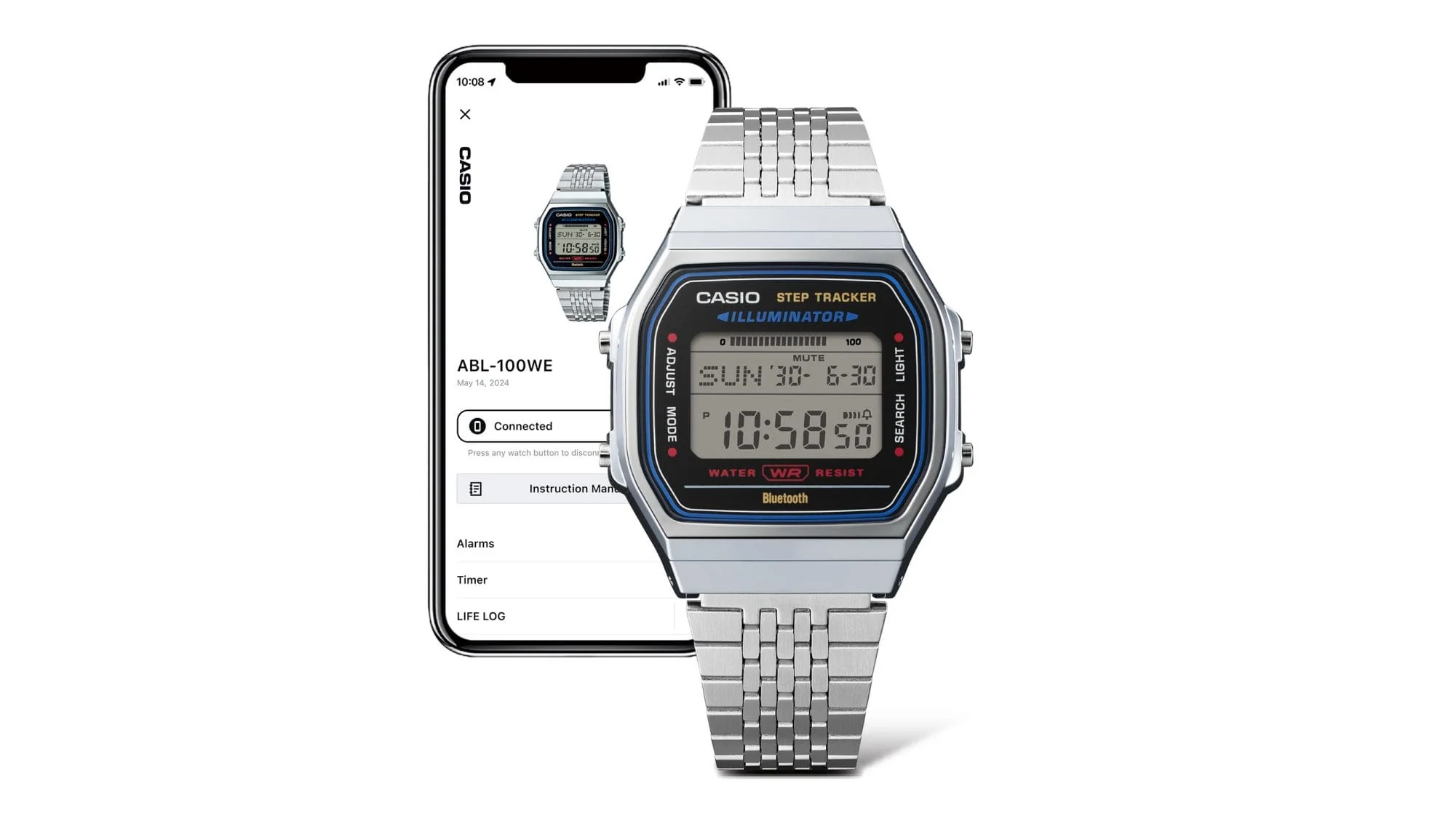 ABL-100WE-1B Casio reloj unisex con pulsera de metal con bluetooth - Image 5