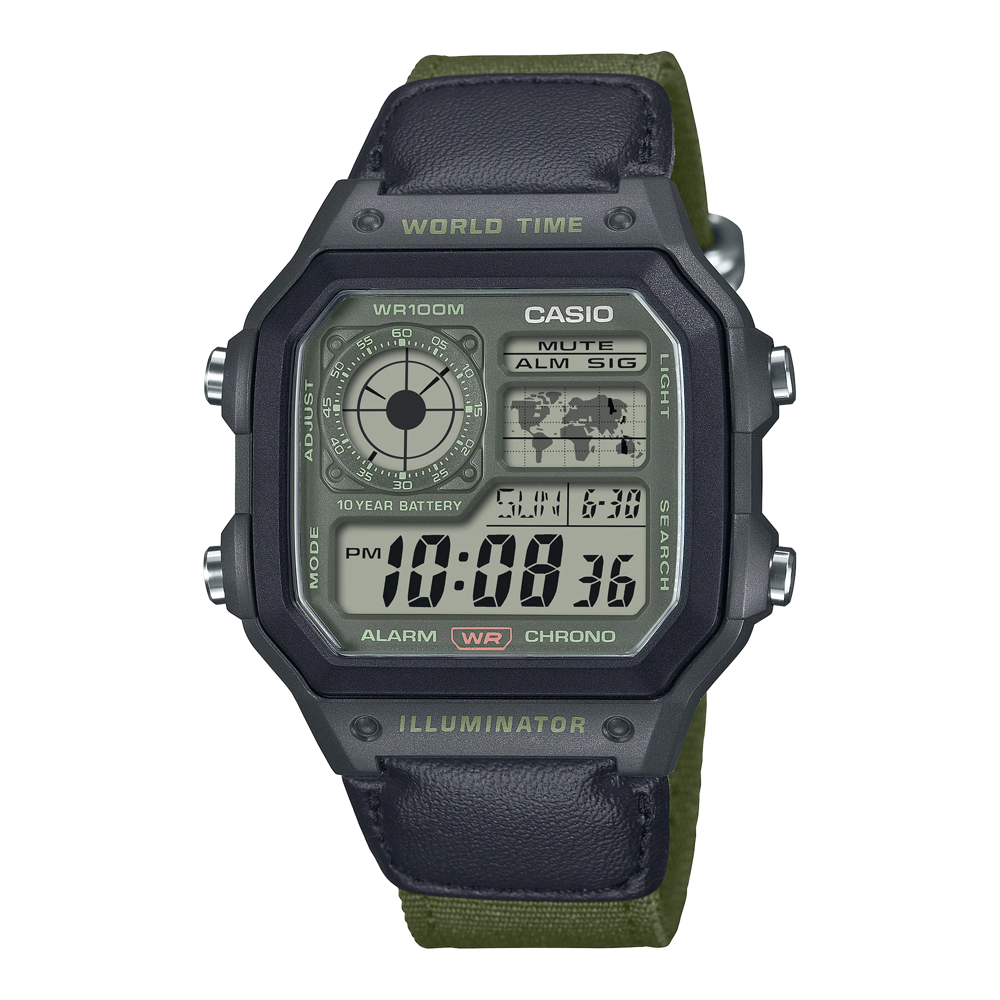 AE-1200WHUB-3AV Reloj Casio de hombre pulsera de cuero 45 mm 10 años de bateria