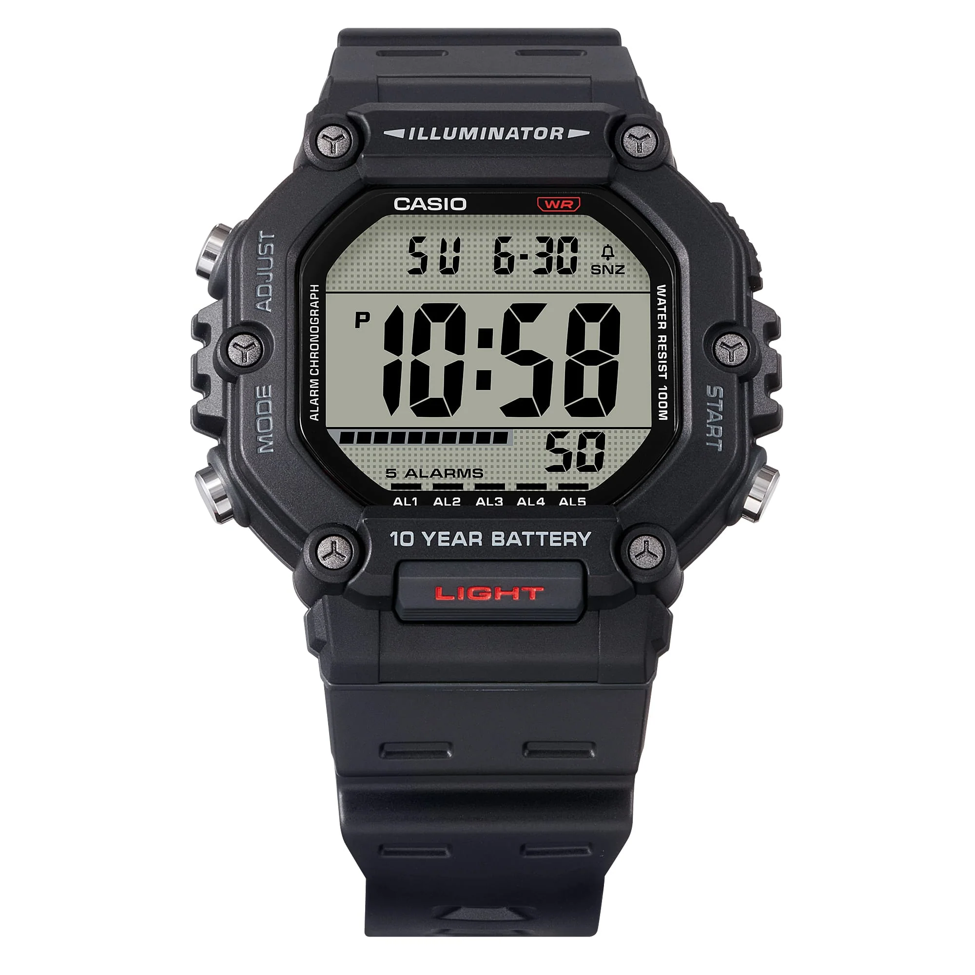 AE-1600H-1AV Casio Reloj unisex pulsera de caucho 10 años de batería - Image 2