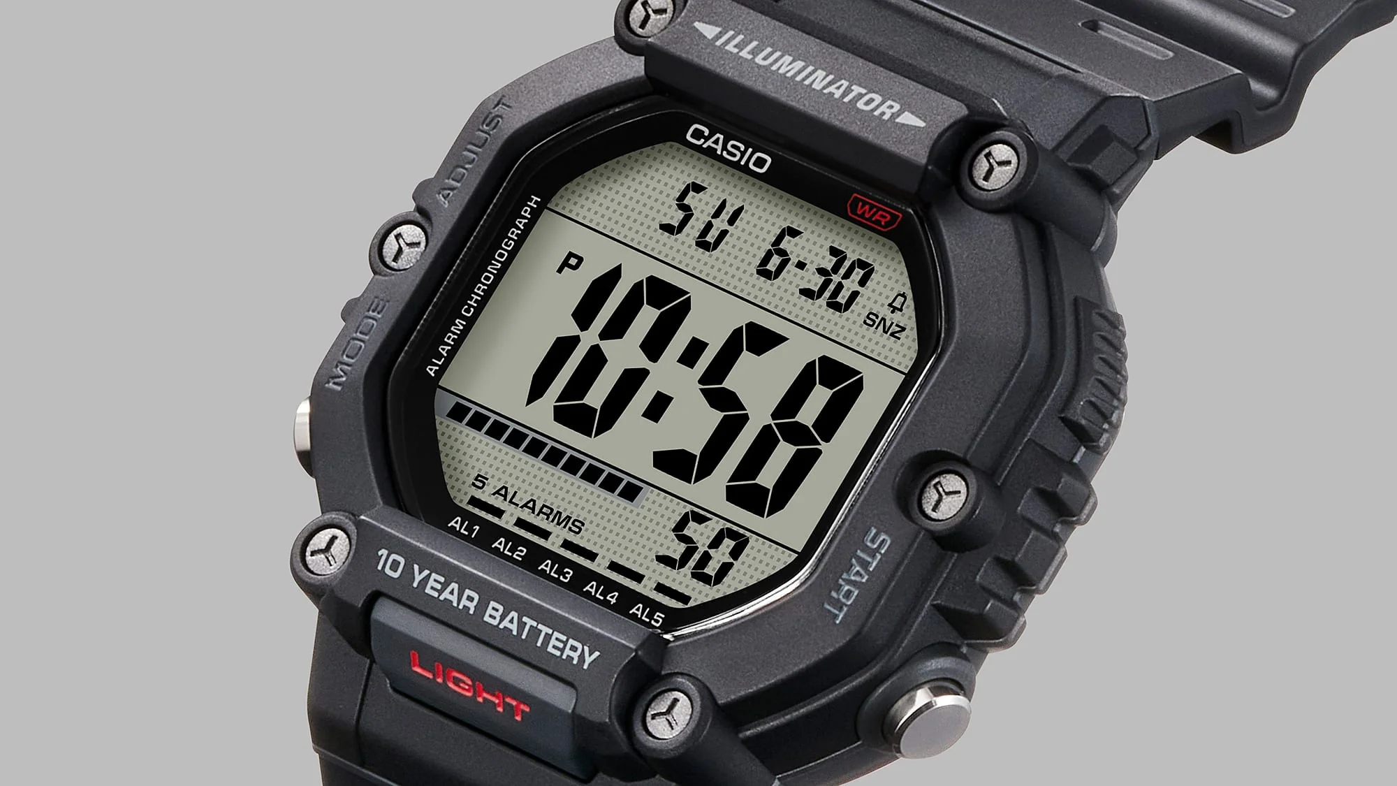 AE-1600H-1AV Casio Reloj unisex pulsera de caucho 10 años de batería - Image 4