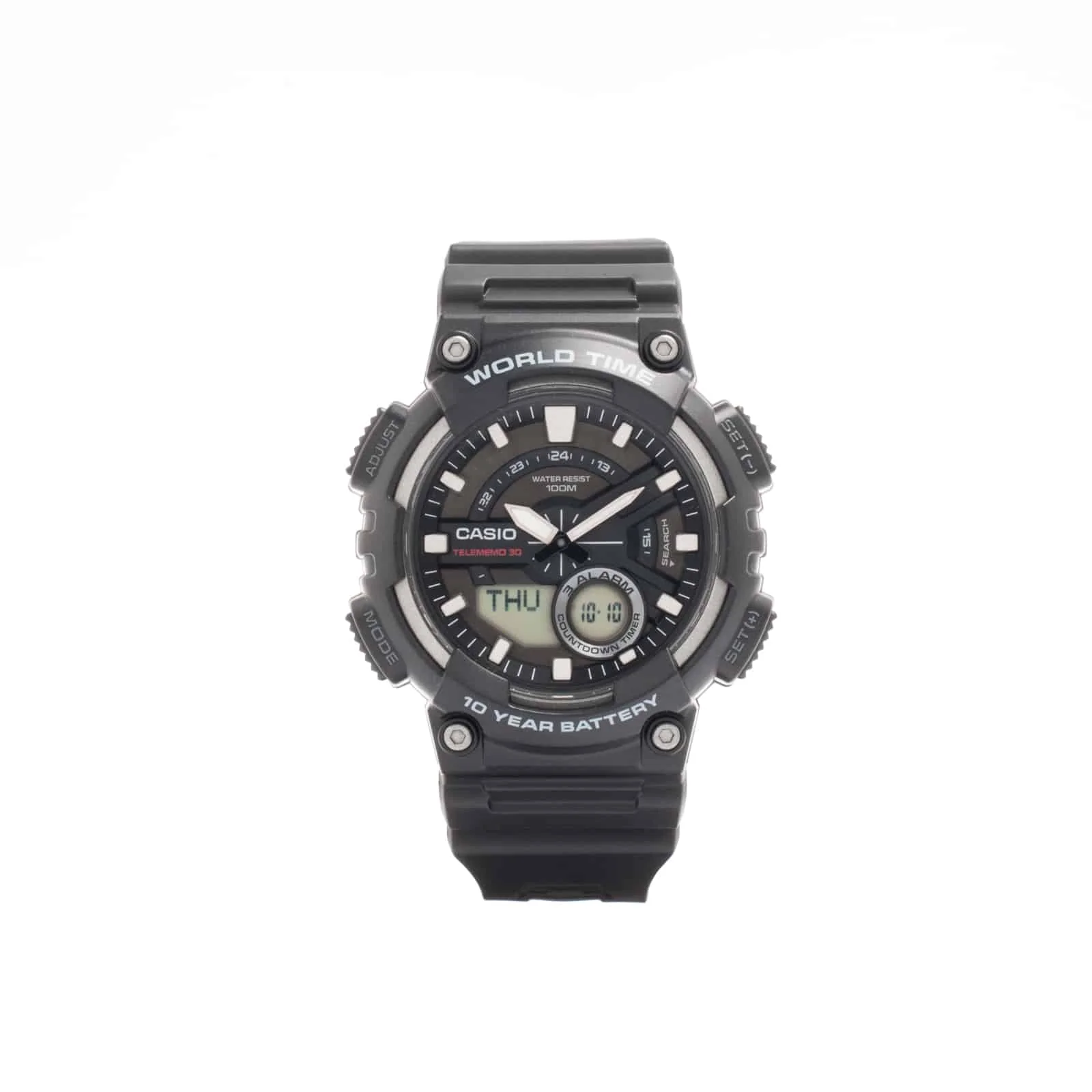 AEQ-110W-1AV Reloj Casio para Hombre, Hora Mundial, Telememo 30, 10 Años de Batería - Image 2