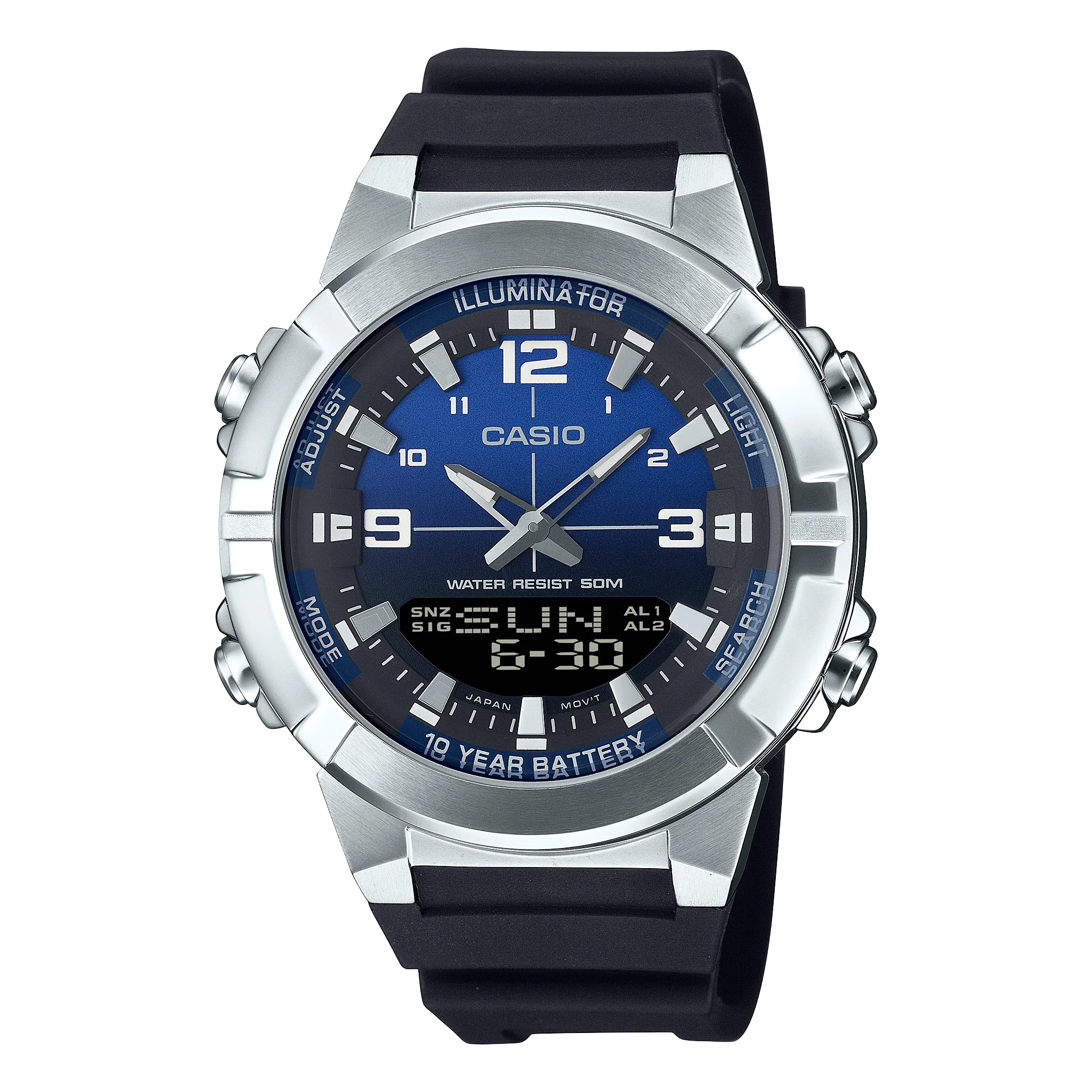 AMW-870A-2AV Casio Doble hora correa de caucho