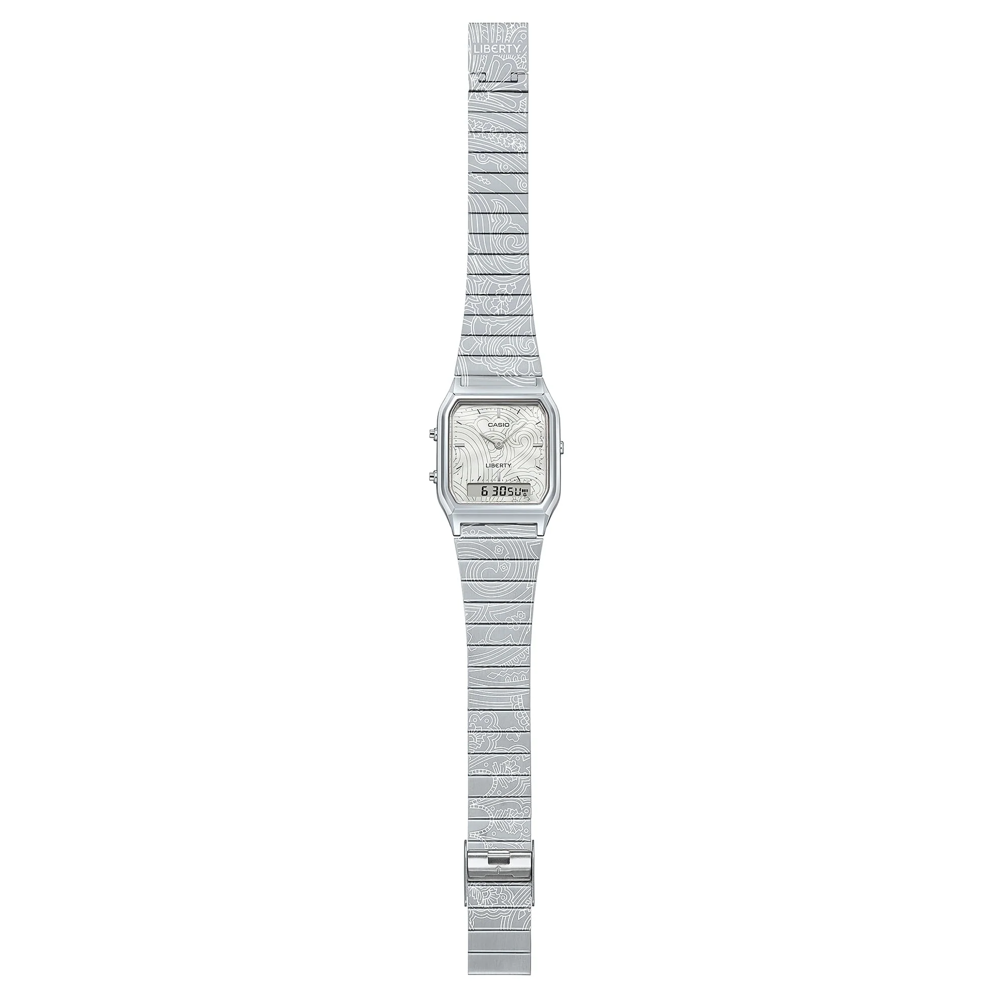 AQ-230ELT-7A Reloj Casio x Liberty unisex correa de metal doble hora - Image 4