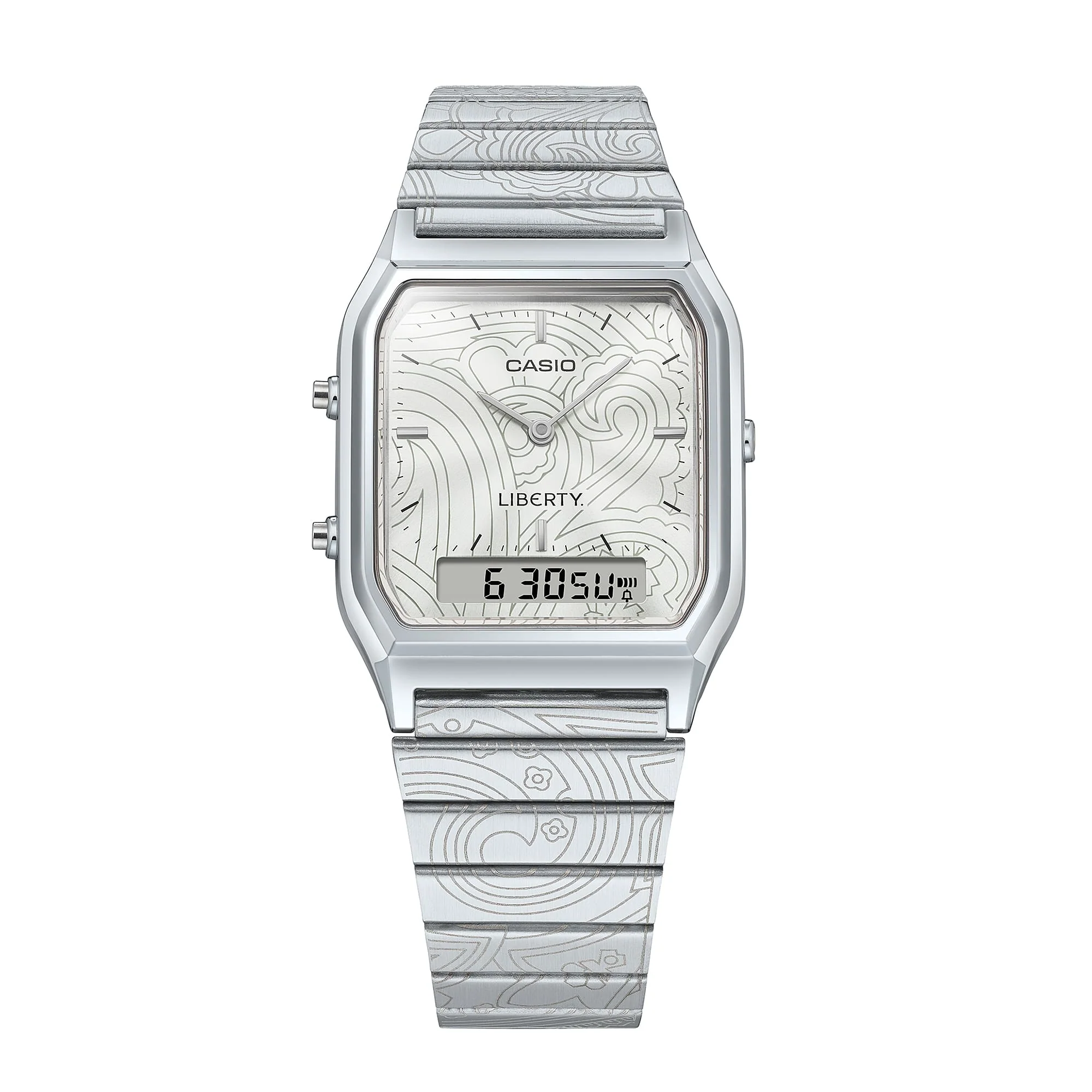 AQ-230ELT-7A Reloj Casio x Liberty unisex correa de metal doble hora - Image 5