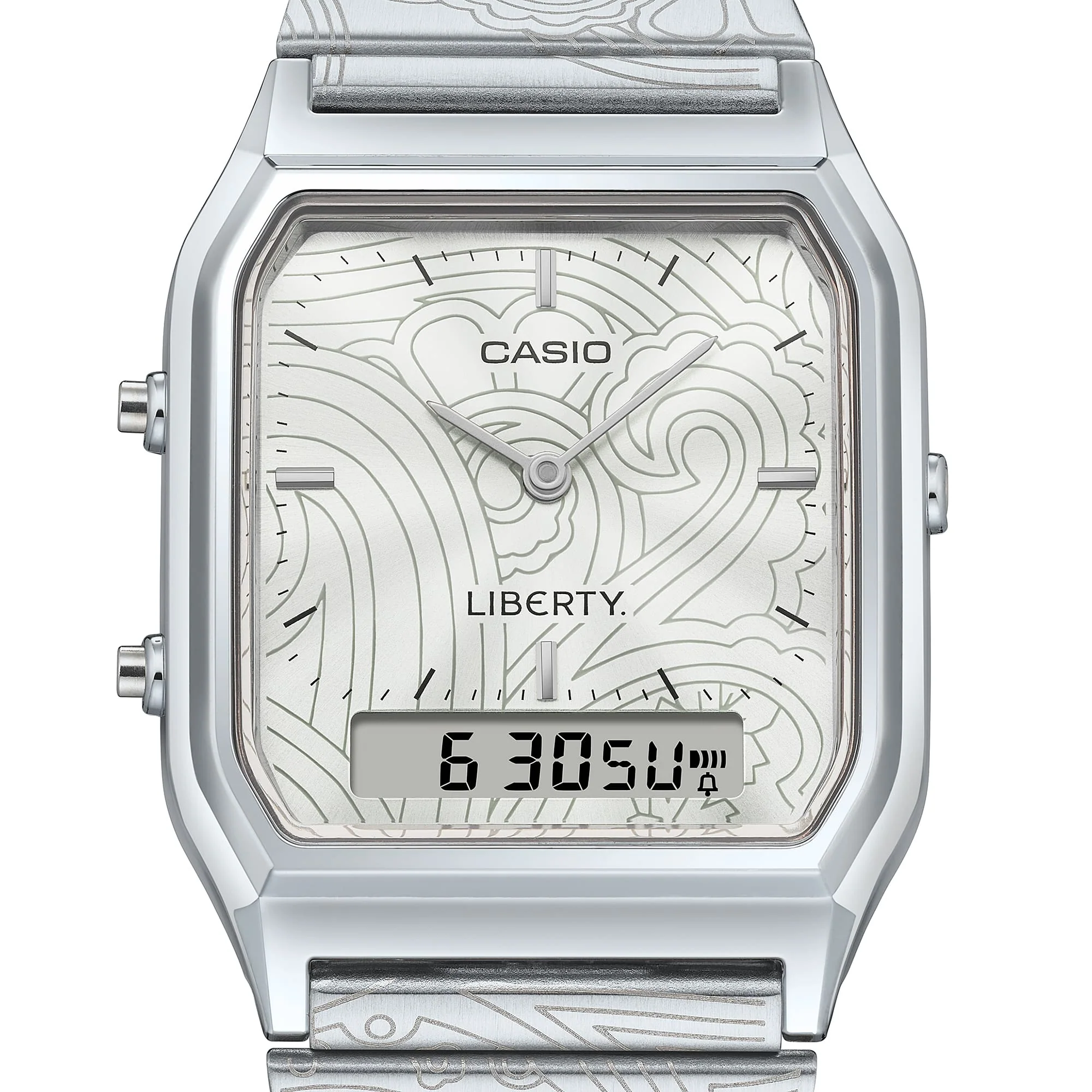 AQ-230ELT-7A Reloj Casio x Liberty unisex correa de metal doble hora - Image 9