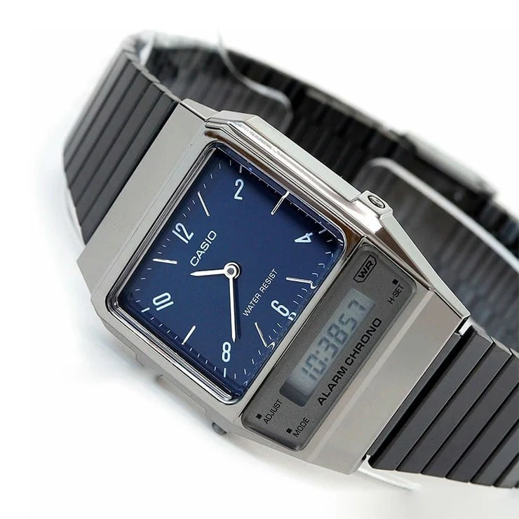 AQ-800EB-2A Reloj Casio Vintage Clásico Unisex con Pulsera de Metal y Doble Hora - Image 2