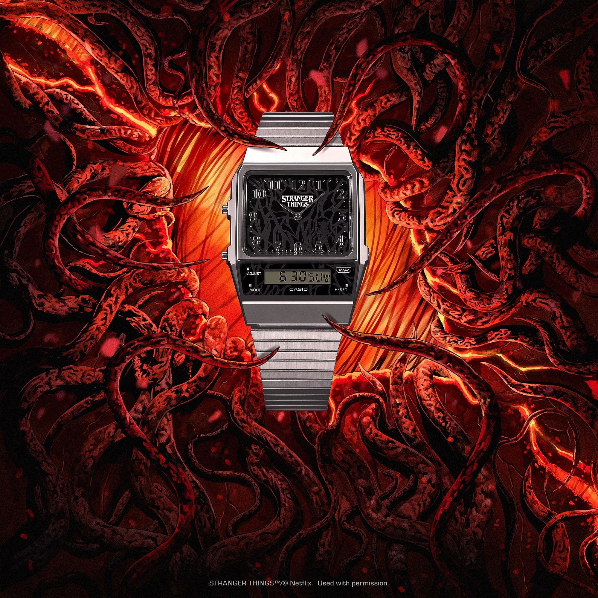 AQ-800EST-1A Reloj Casio Stranger Thing unisex correa de metal - Image 3