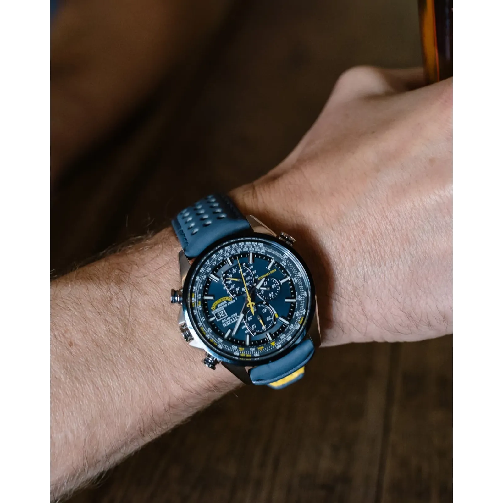 AT8020-03L Citizen World Chronograph Blue Angels Eco-drive de hombre pulsera de caucho - Image 4