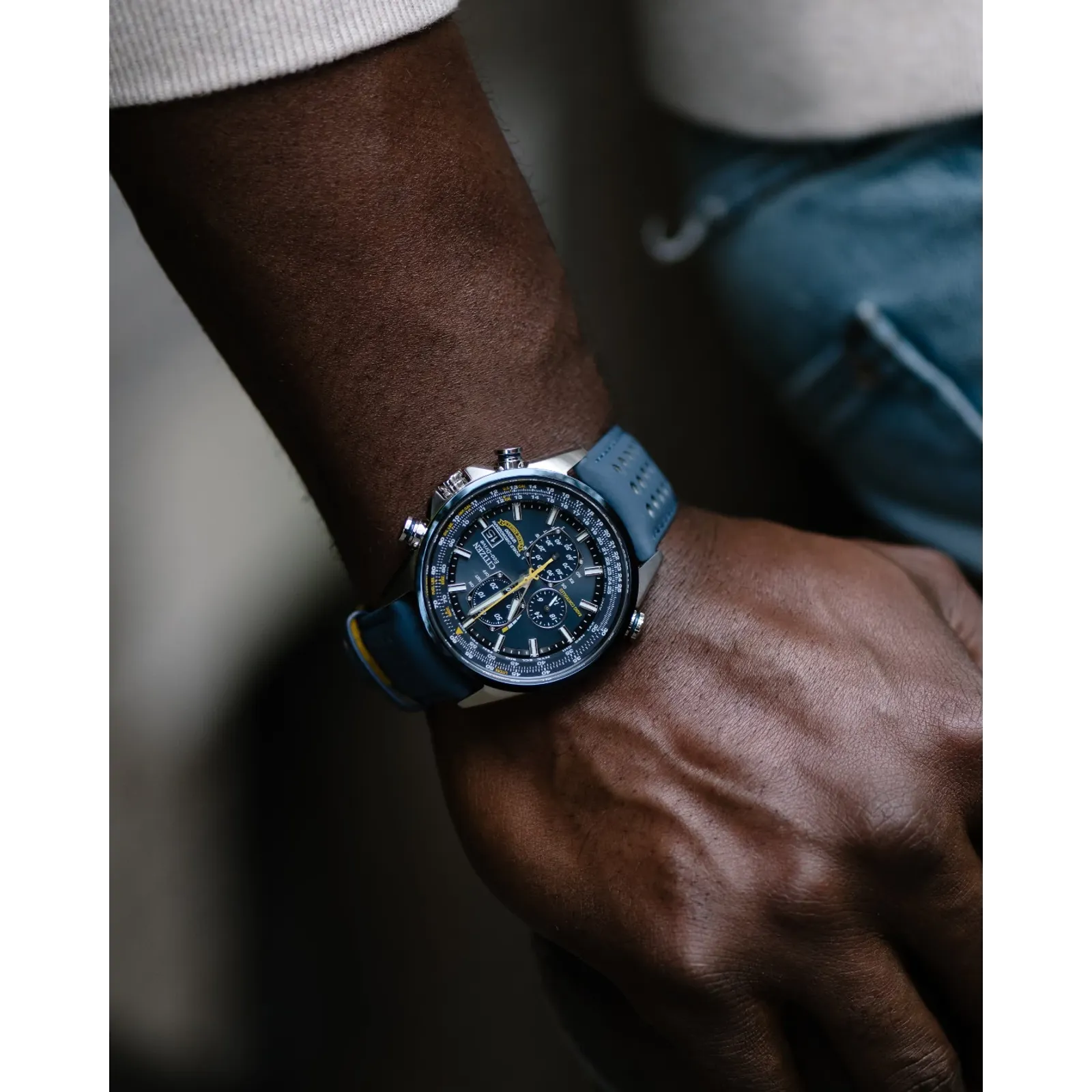 AT8020-03L Citizen World Chronograph Blue Angels Eco-drive de hombre pulsera de caucho - Image 5