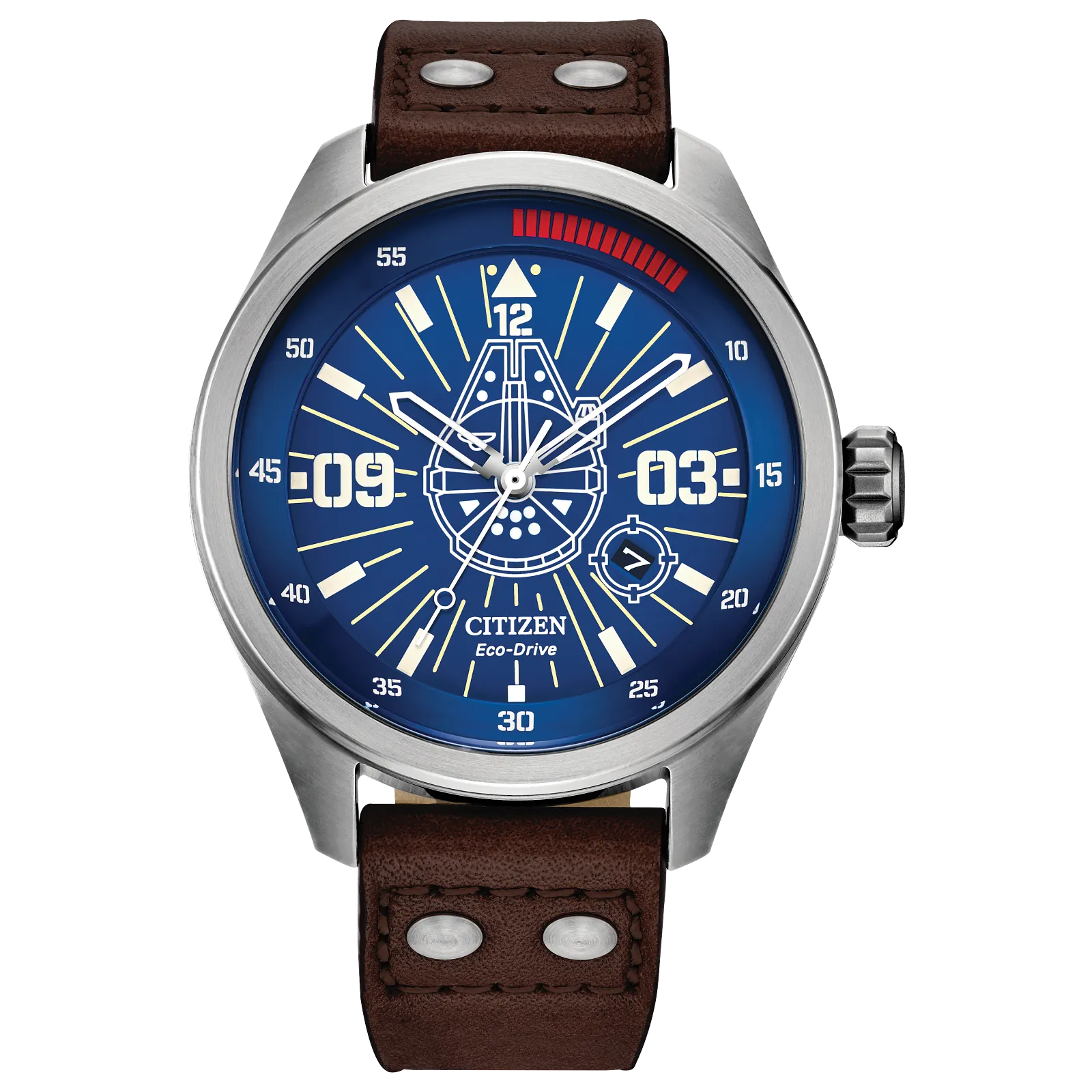 AW5009-03W Citizen Han Solo Star Wars Eco-drive de caballero pulsera de cuero